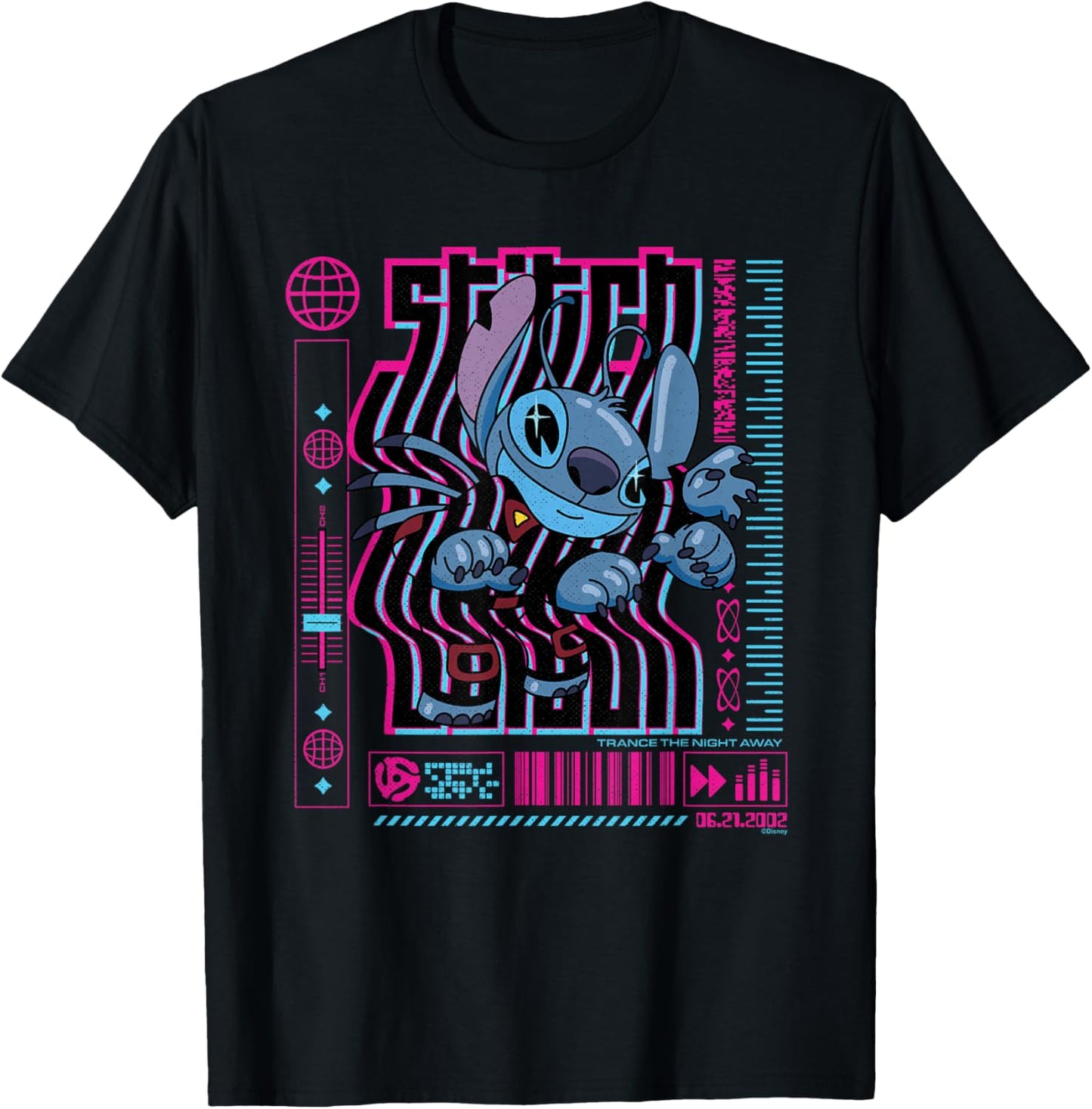 Disney Lilo & Stitch Techno Trance The Night Away 2002 T-Shirt - T-Shirt | Black