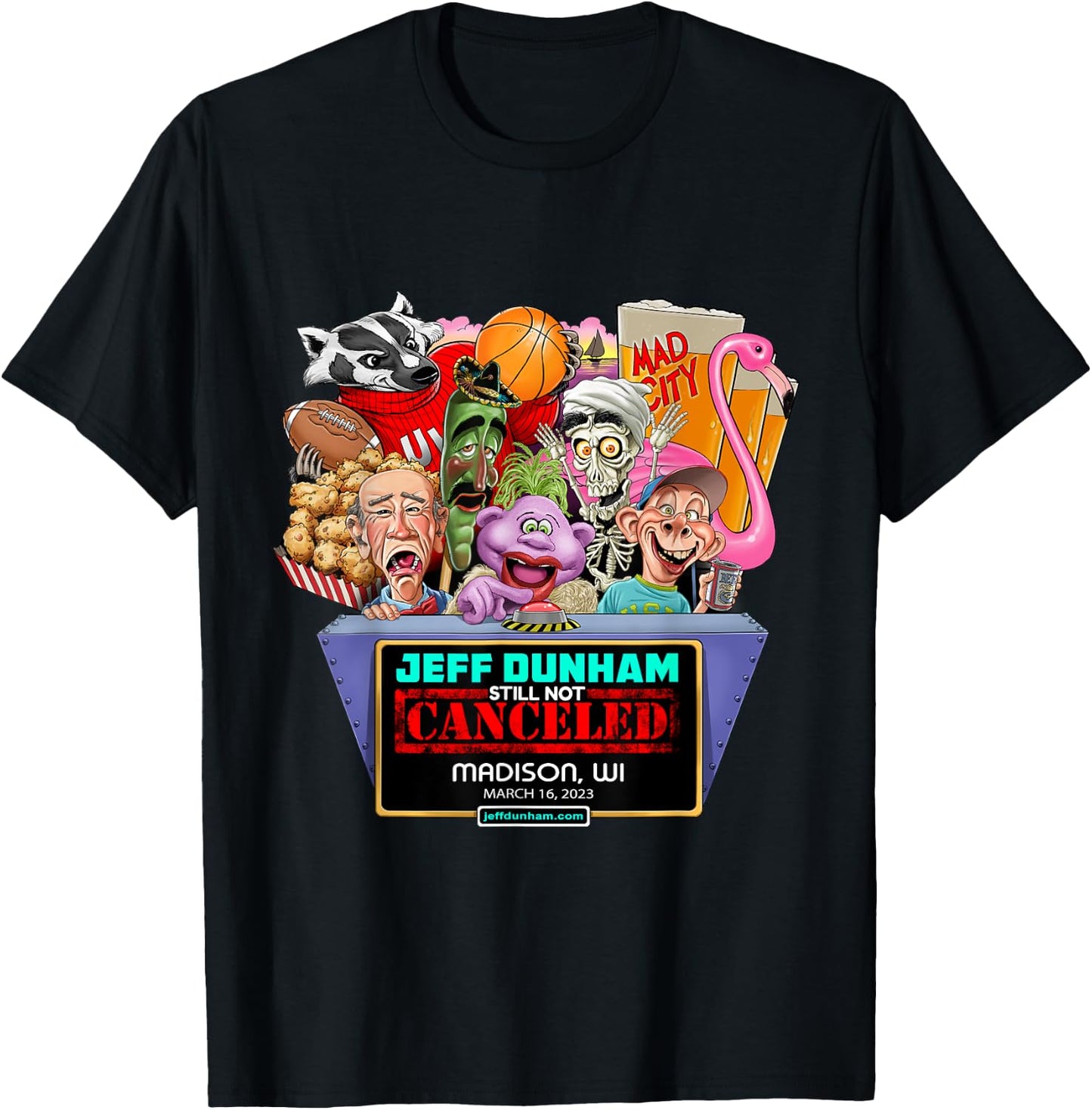 Jeff Dunham Madison, WI (2023) T-Shirt - T-Shirt | Black