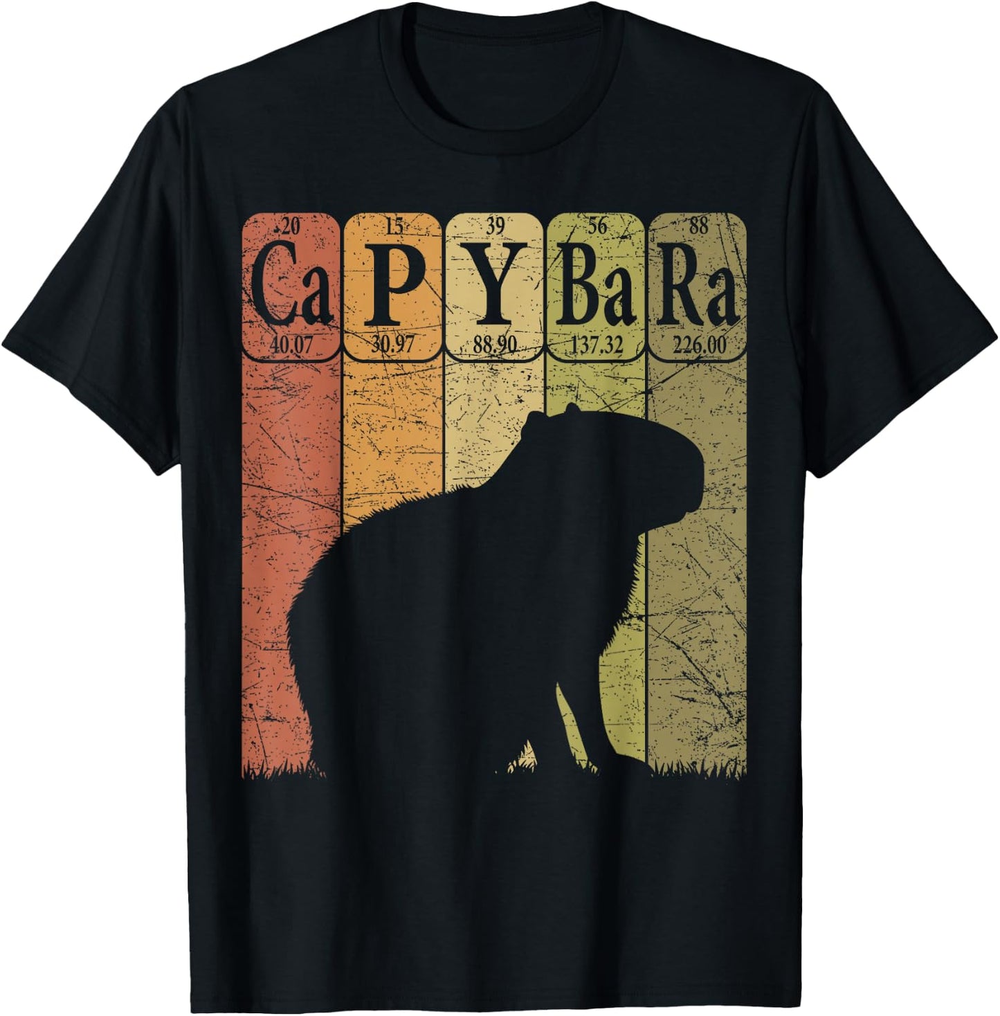 Capybara Periodic Table Elements Capybara Retro Rodent T-Shirt - T-Shirt | Black