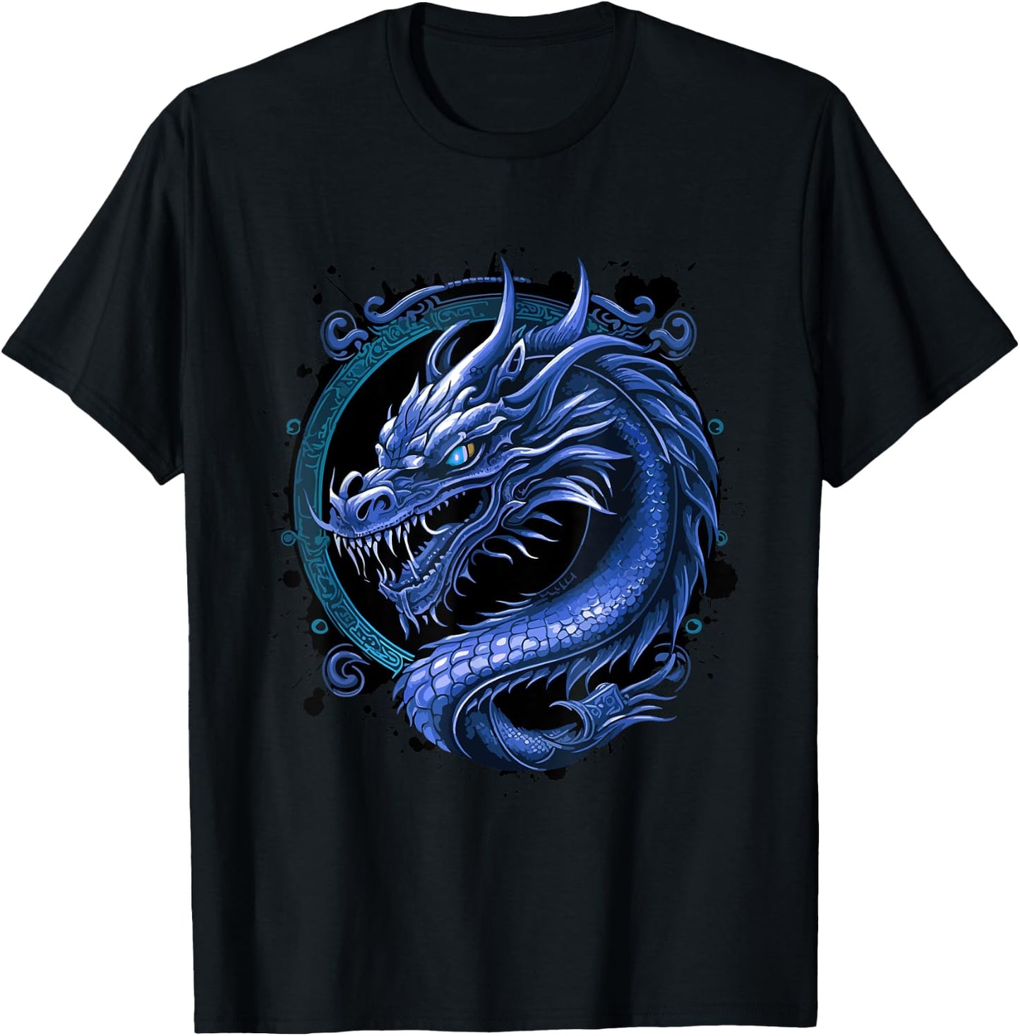 Blue Dragon Mythology | Chinese Symbol T-Shirt - T-Shirt | Black