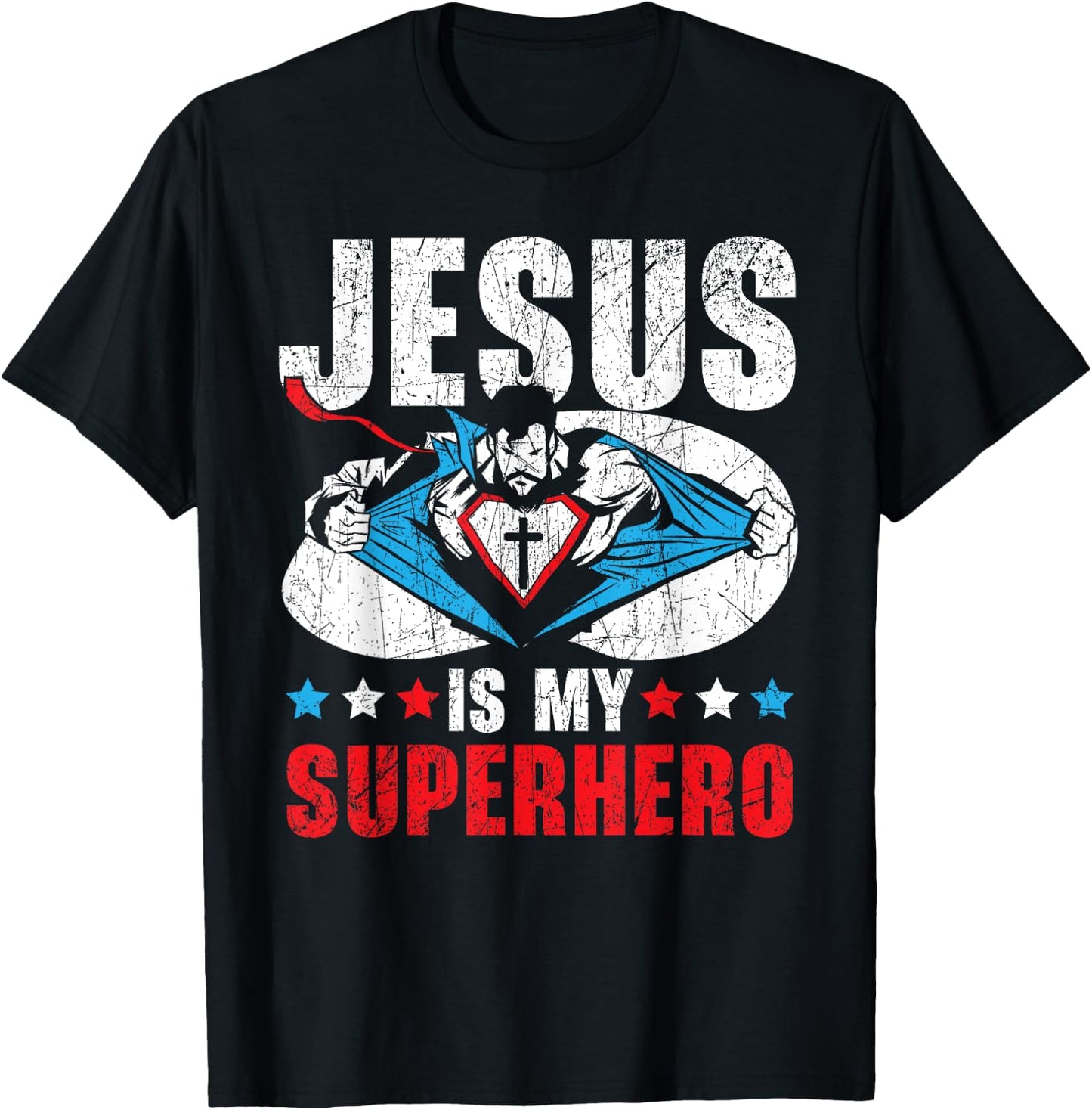 Jesus Is My Superhero Religious Pastor Christian Believer T-Shirt - T-Shirt | Black