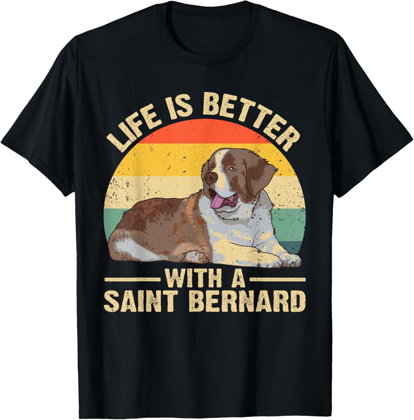 Cute Saint Bernard Design Women Saint Bernard Dog T-Shirt - T-Shirt | Black