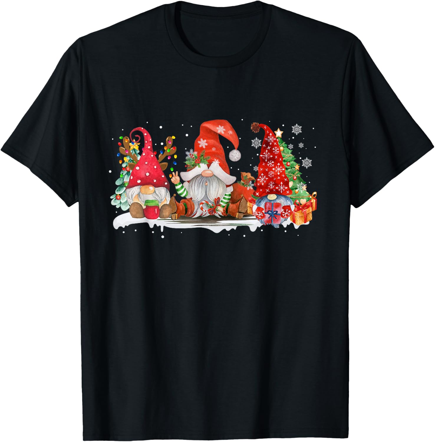 Merry Christmas Gnomes Xmas Family Men Women Family Together T-Shirt - T-Shirt | Black