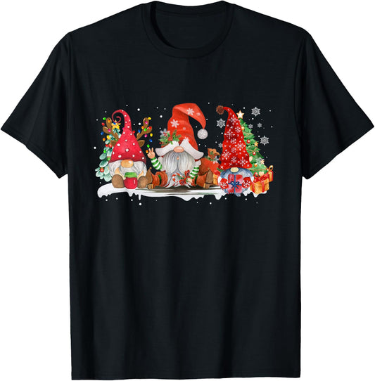 Merry Christmas Gnomes Xmas Family Men Women Family Together T-Shirt - T-Shirt | Black