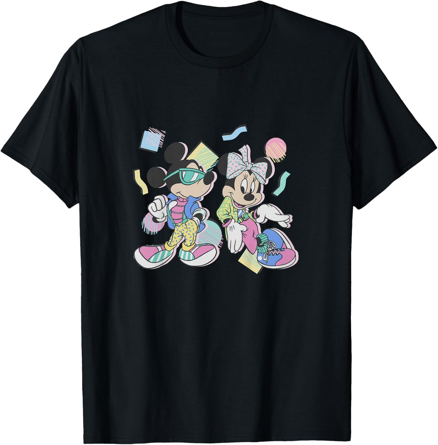 Kids Disney Mickey and Friends Mickey & Minnie Retro 80's Youth T-Shirt - T-Shirt | Black