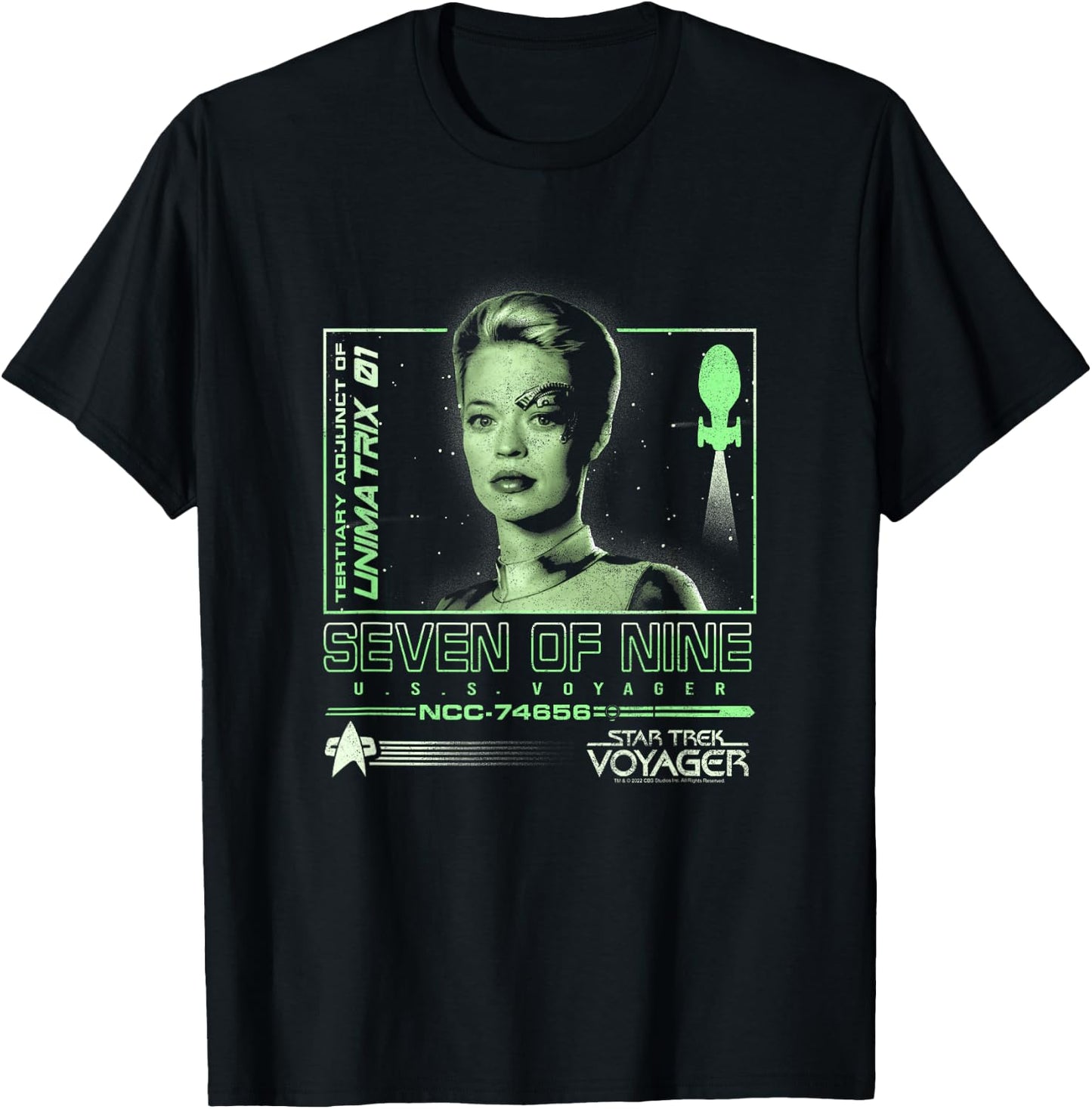 Star Trek: Voyager Seven of Nine Neon Starfleet Portrait T-Shirt - T-Shirt | Black
