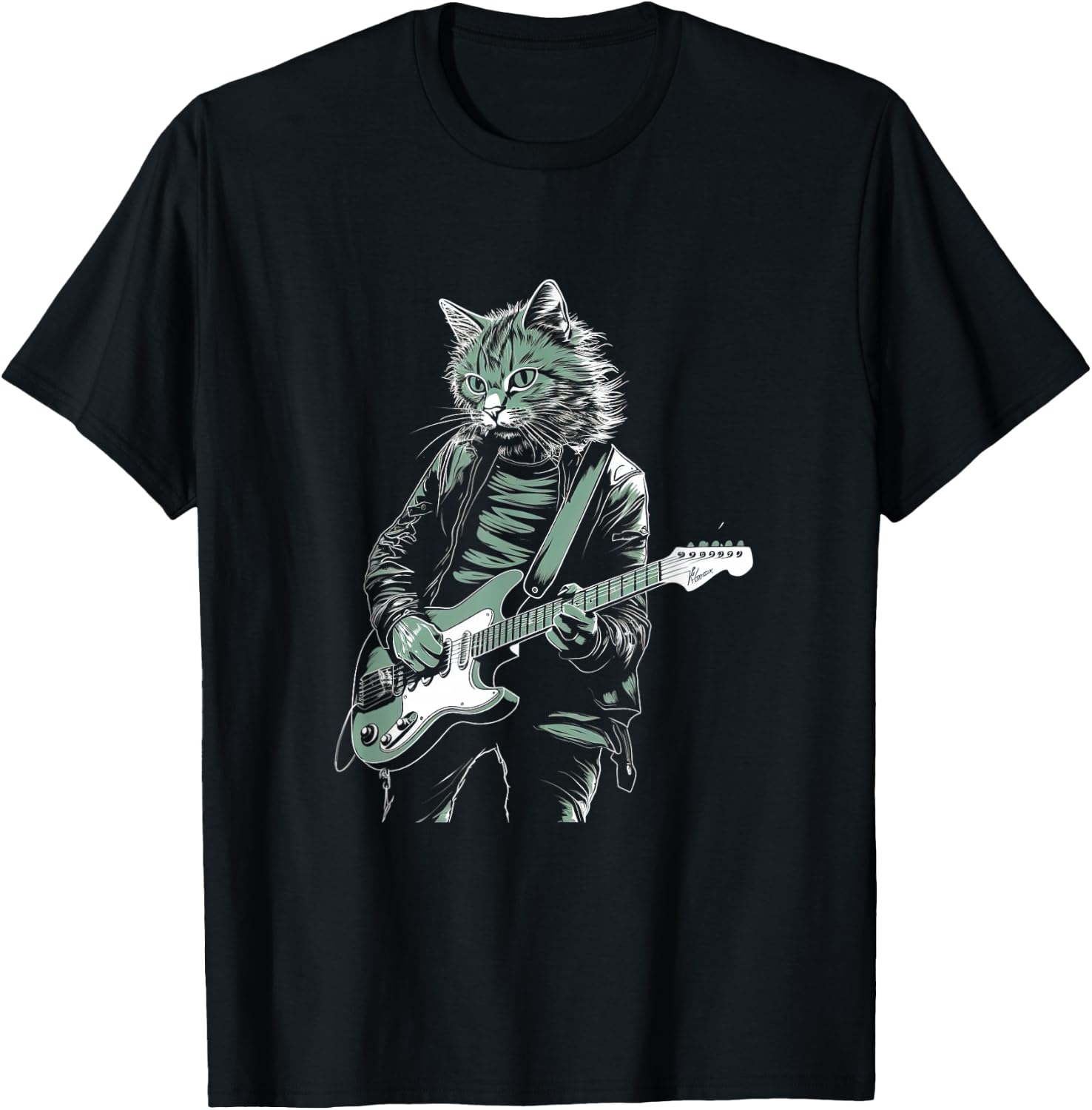 Cat Playing Bass Guitar Guitarist Rocker cool T-Shirt - T-Shirt | Black