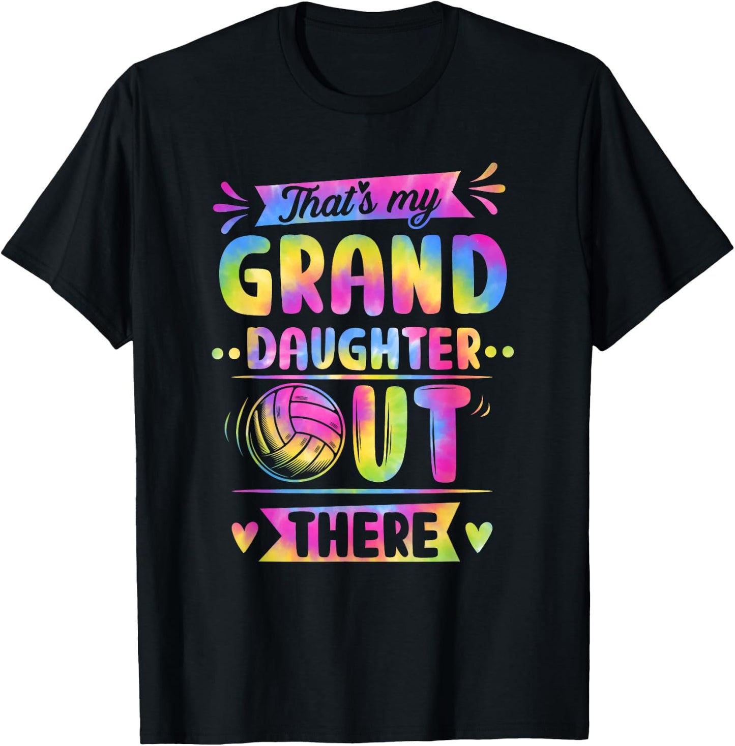 That's My Granddaughter Out There Volleyball Tie Dye T-Shirt - T-Shirt | Black