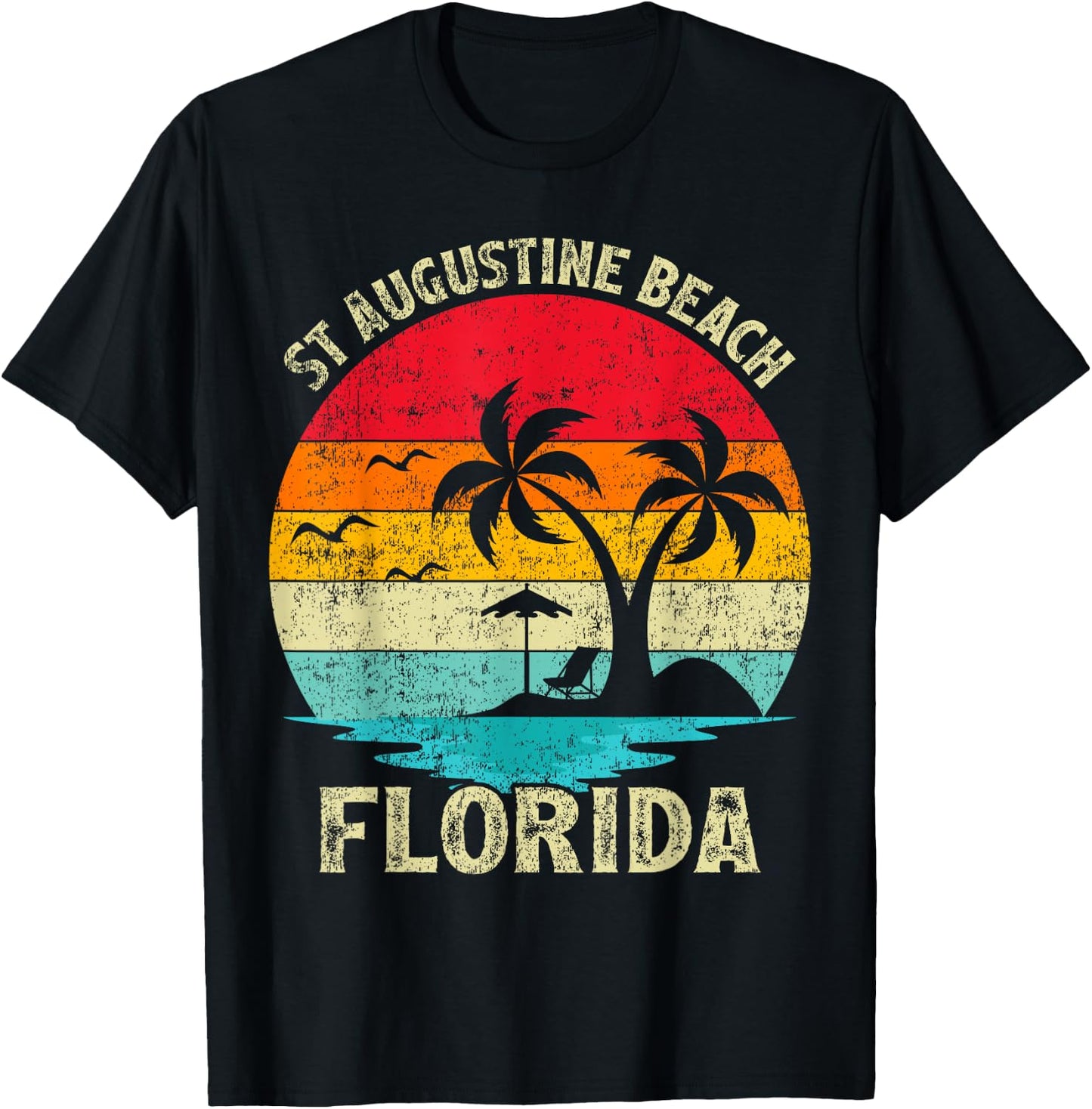 Family Vacation Vintage Retro Florida St Augustine Beach T-Shirt - T-Shirt | Black