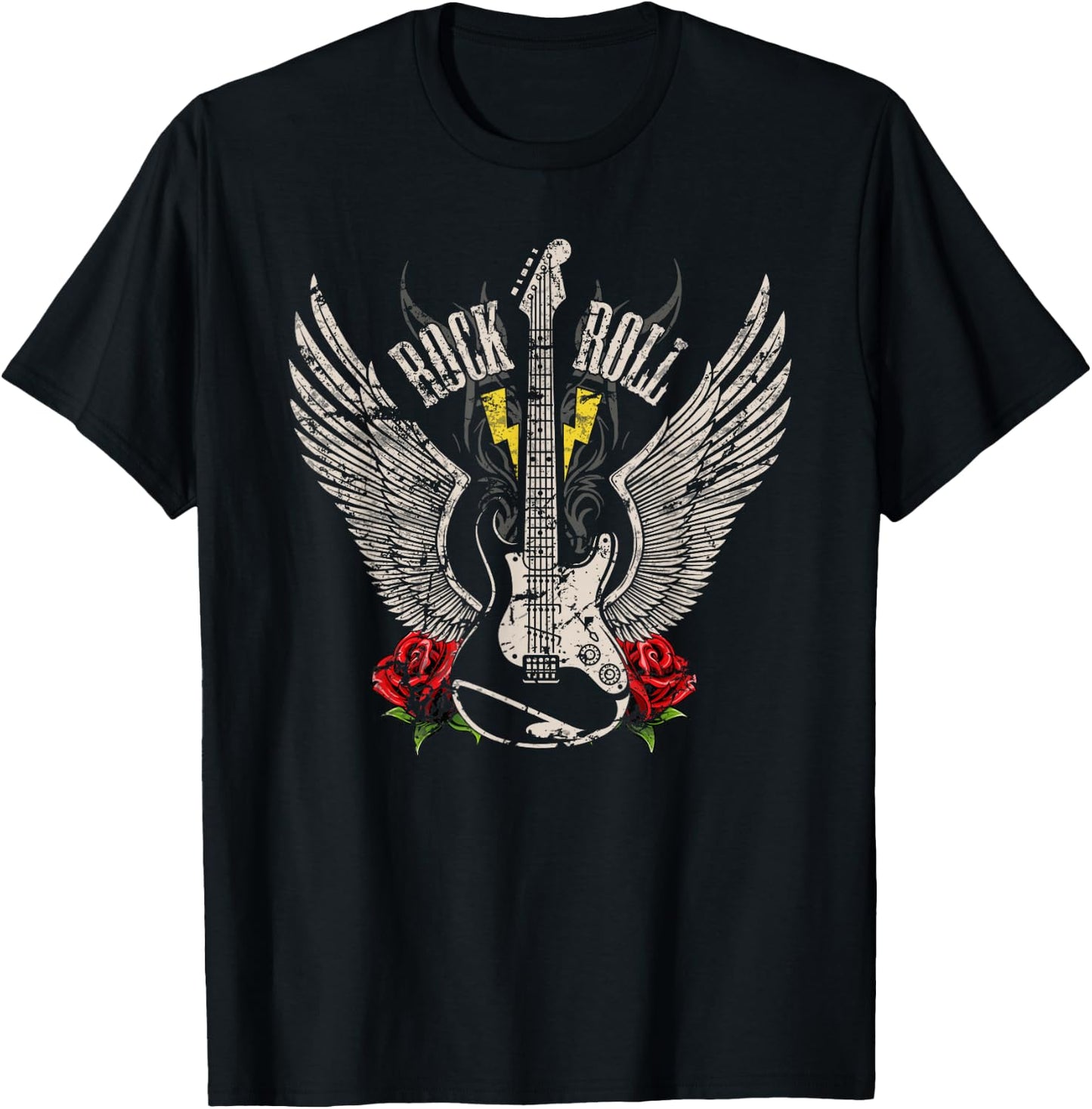 Rock and Roll Guitar Vintage Rock Music T-Shirt - T-Shirt | Black