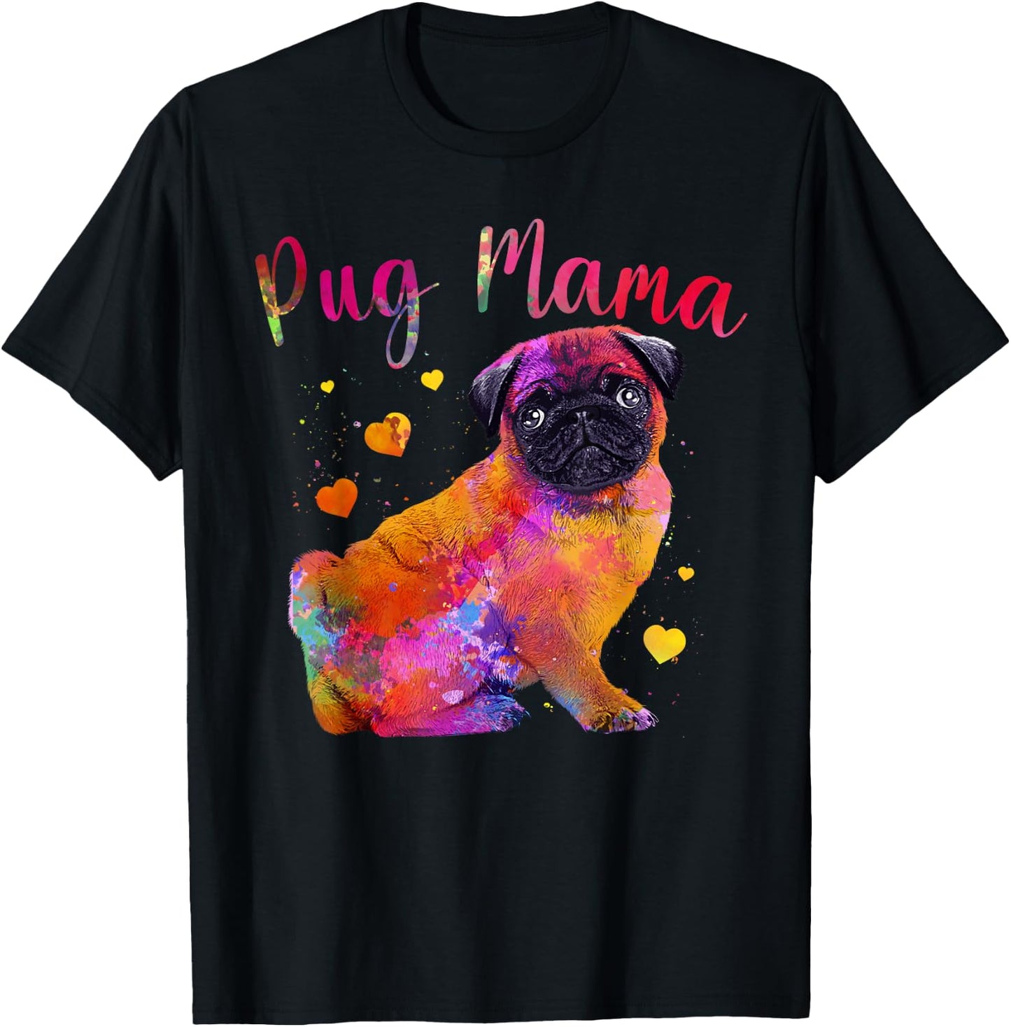 Cool Pug Mama For Mom Women Dog Pug Lovers Fur Baby Puppy T-Shirt - T-Shirt | Black