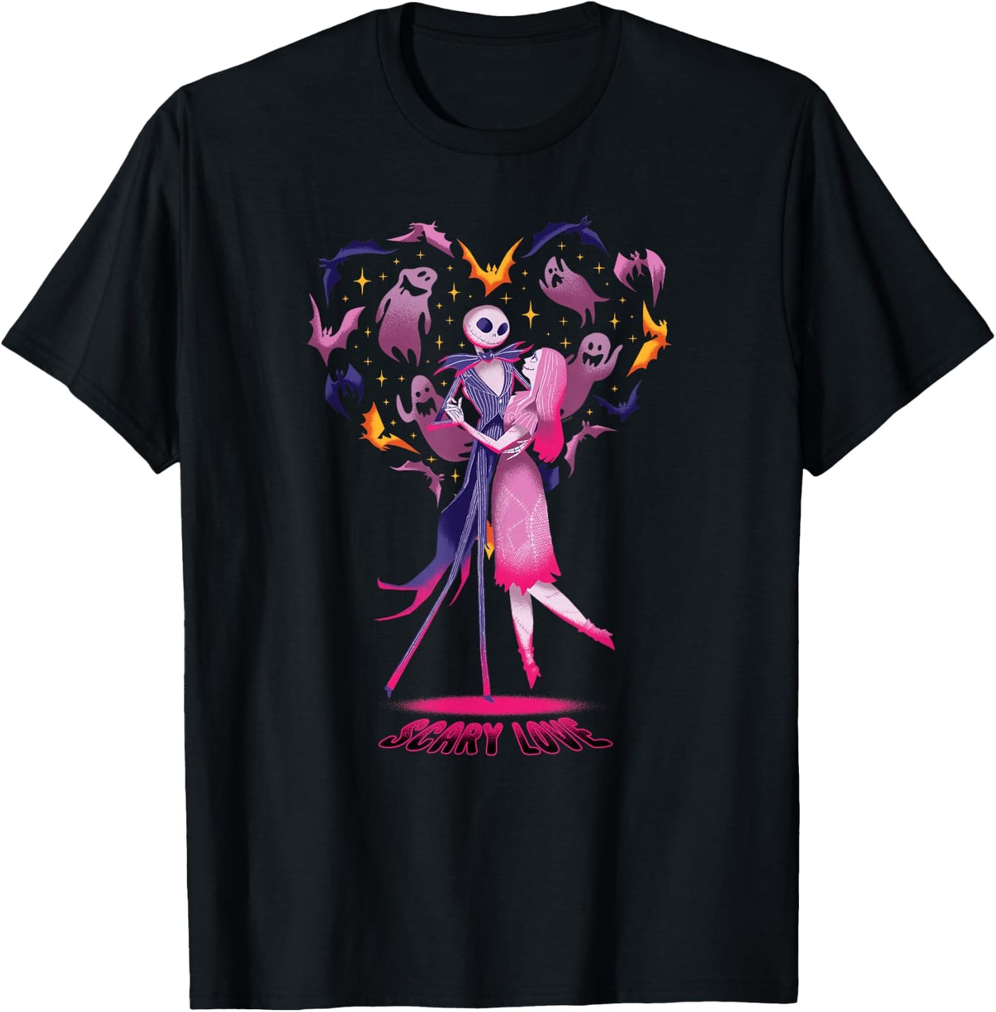 Disney The Nightmare Before Christmas Jack Sally Scary Love T-Shirt - T-Shirt | Black