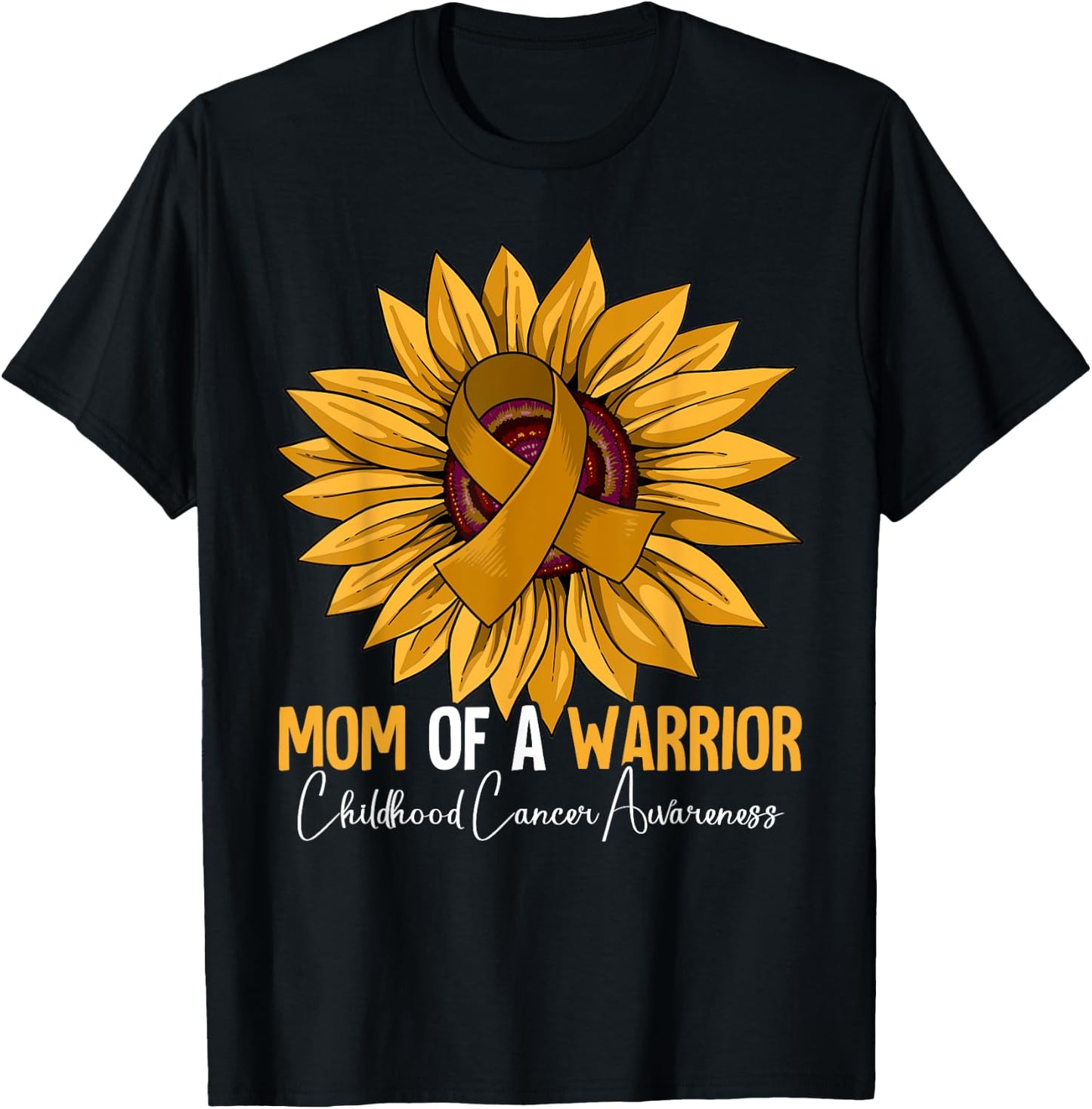 Mom Of A Warrior Childhood Cancer Awareness T-Shirt - T-Shirt | Black