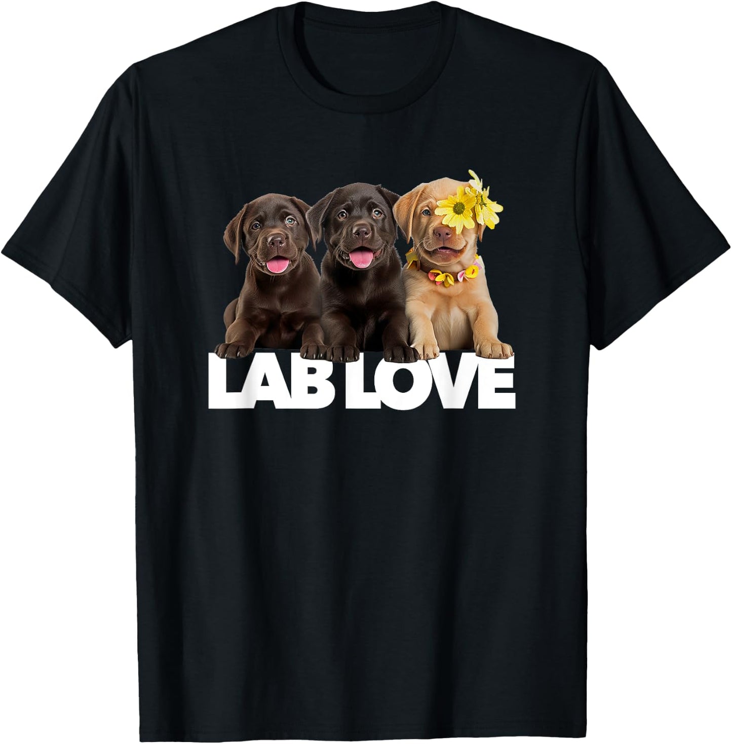 Lab Love labrador retriever chocolate black yellow dog puppy Men Women T-Shirt - T-Shirt | Black