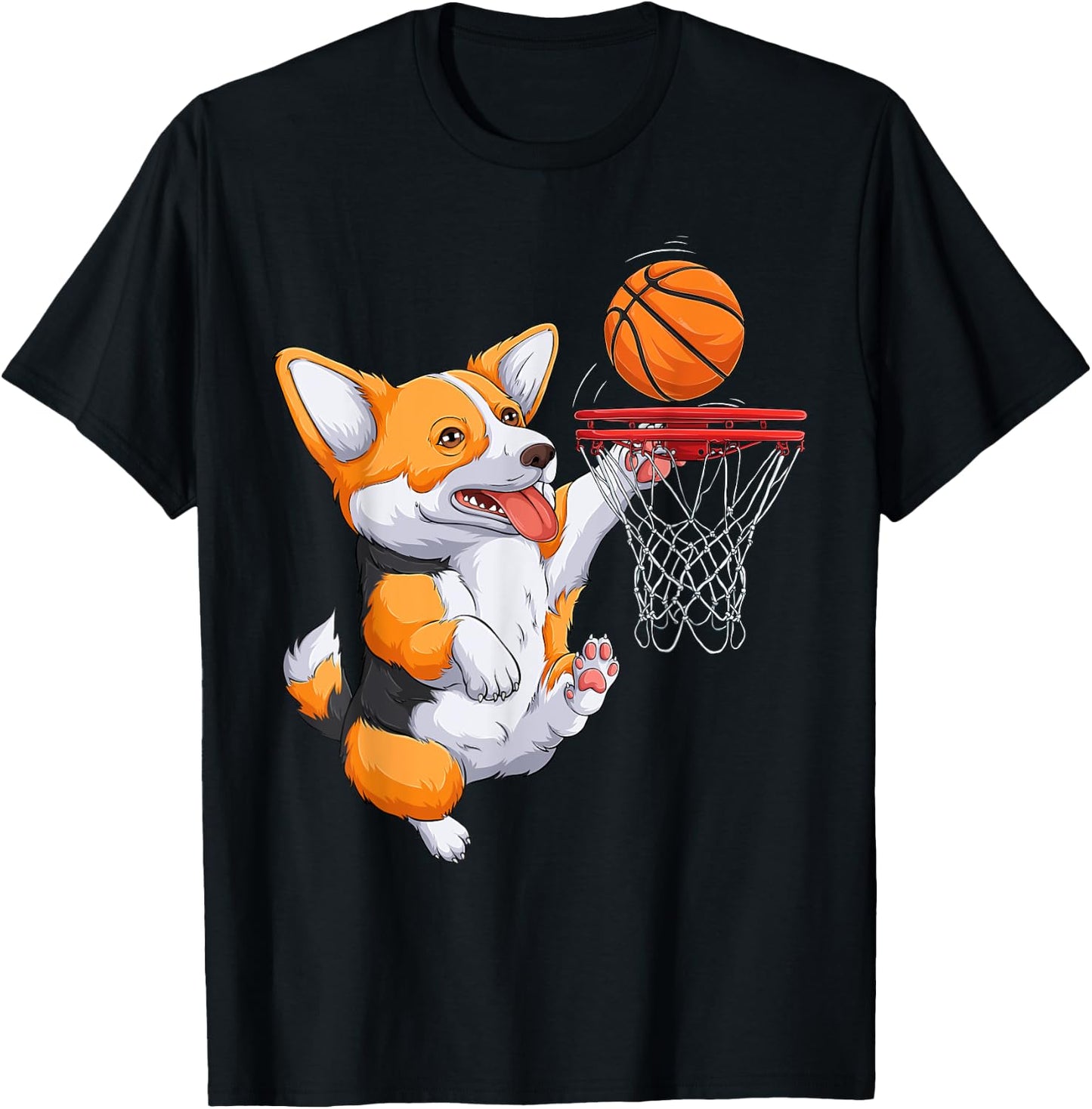 Corgi puppy Corgi Basketball for Pet Lovers Women men Kids T-Shirt - T-Shirt | Black