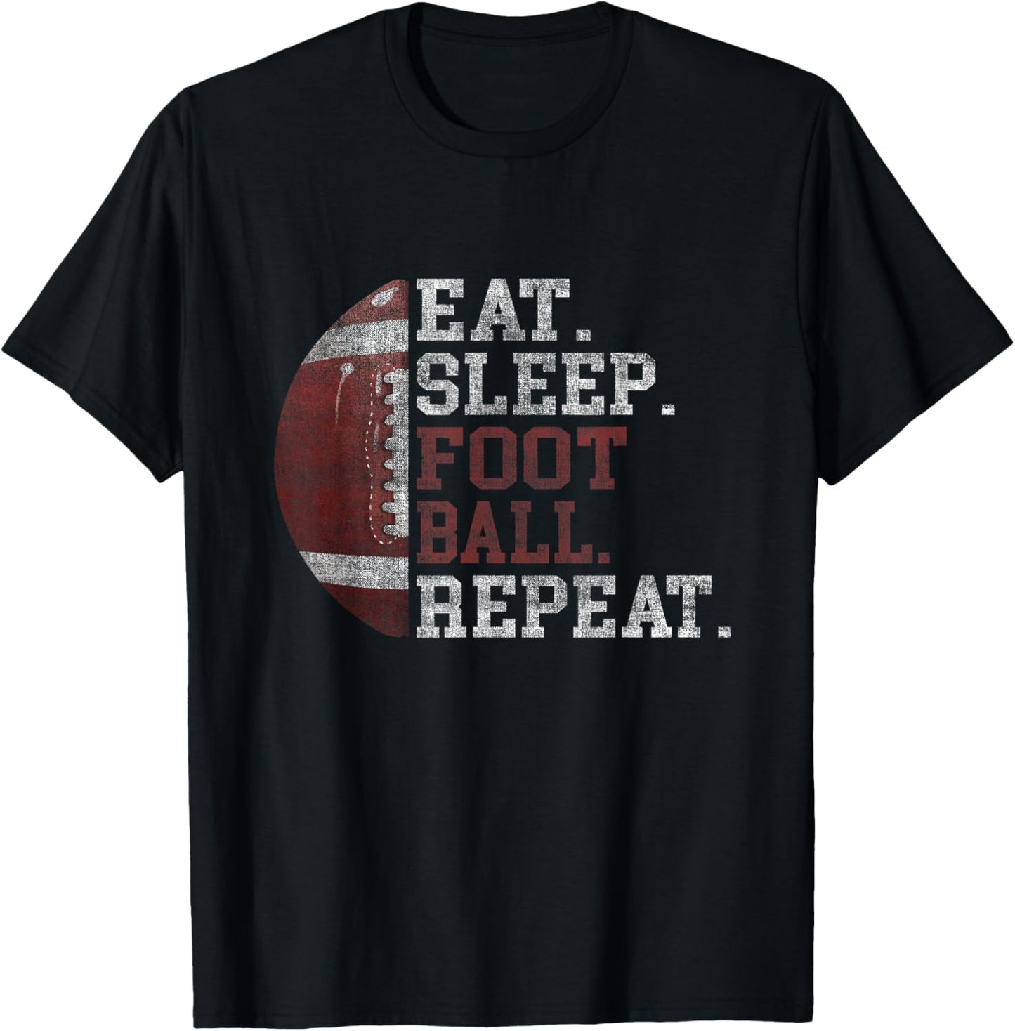 Football Player Eat Sleep Football Repeat Love Football T-Shirt - T-Shirt | Black