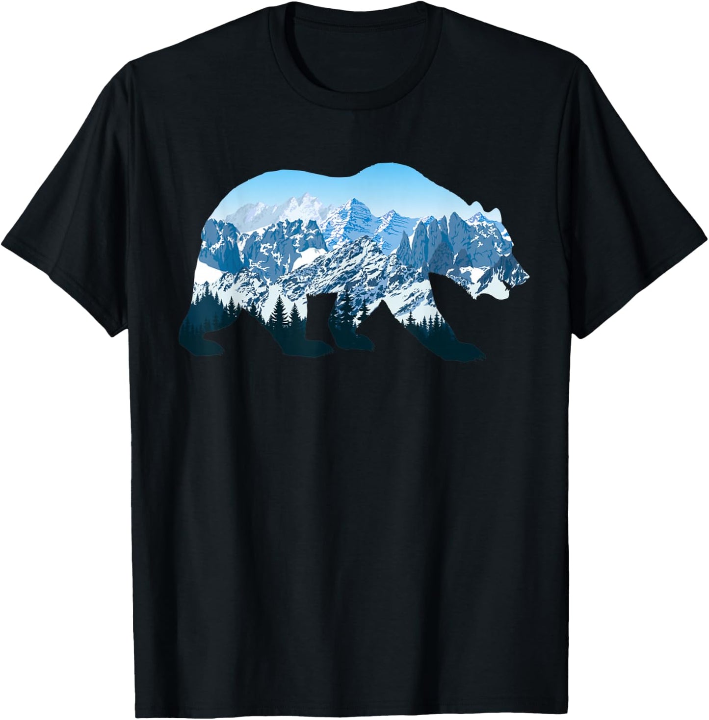 Landscape Mountain Bear Nature Wildlife Outdoor Animal T-Shirt - T-Shirt | Black