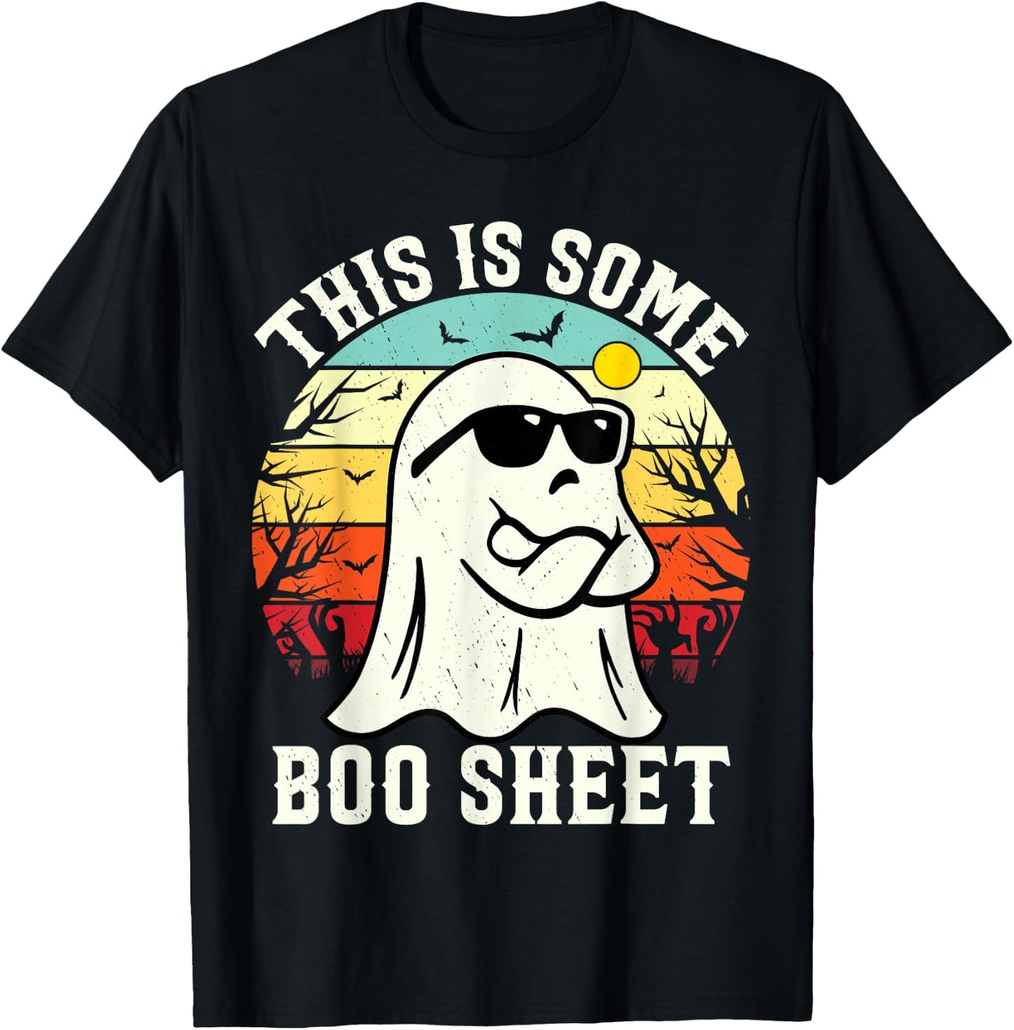 This Is Some Boo Sheet Ghost Retro Halloween Funny Halloween T-Shirt - T-Shirt | Black