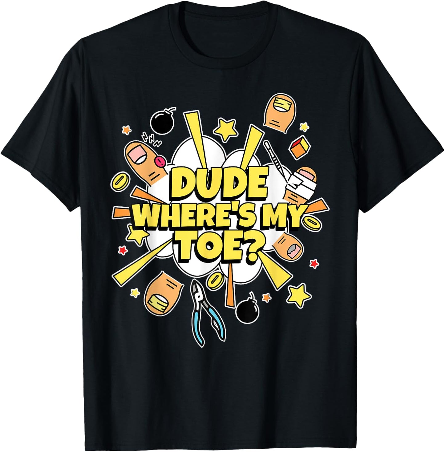 Where's My Toe? Amputated Toes Gifts & Funny Toe Amputee T-Shirt - T-Shirt | Black