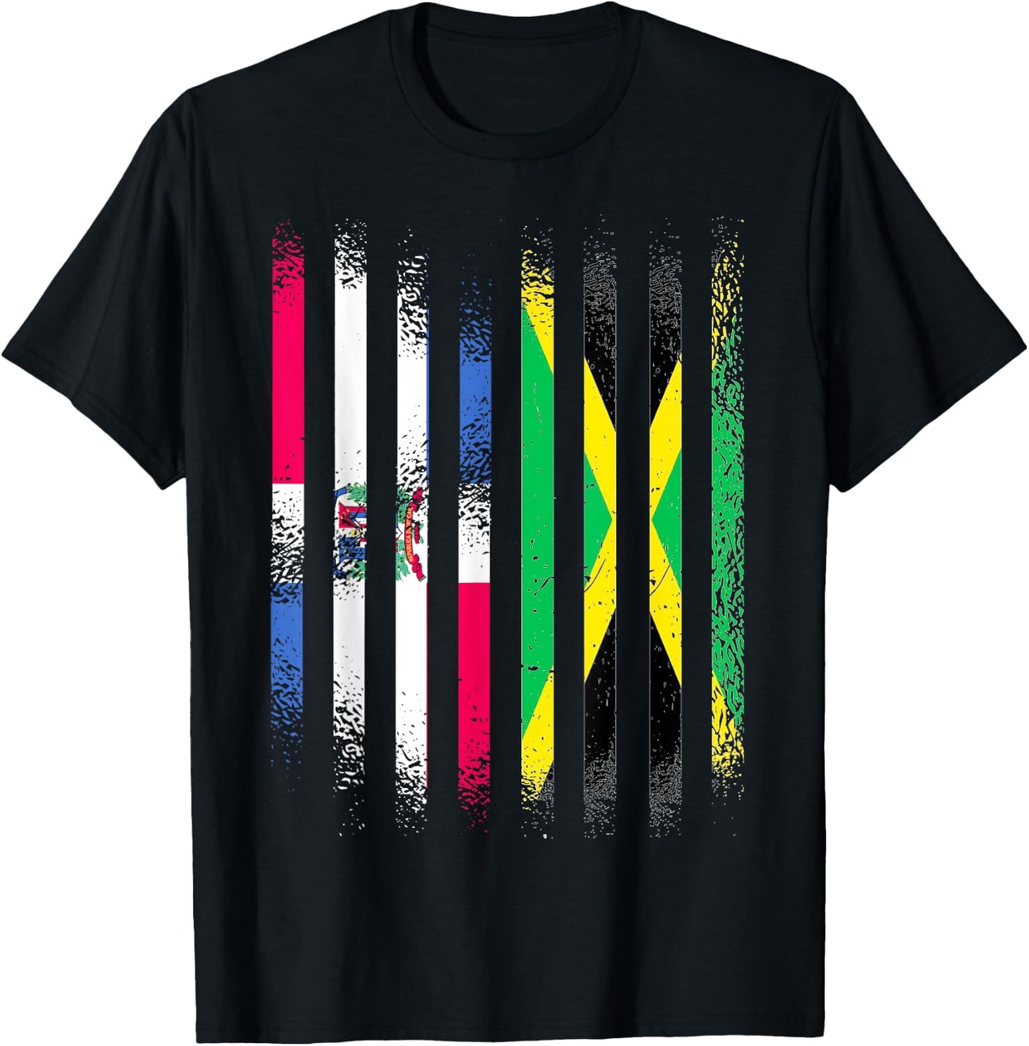 Dominican Republic Flag Jamaica Grown Country Flags Stripes T-Shirt - T-Shirt | Black