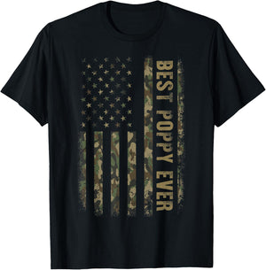 Best Poppy Ever Camouflage American Flag Father's Day T-Shirt - T-Shirt | Black