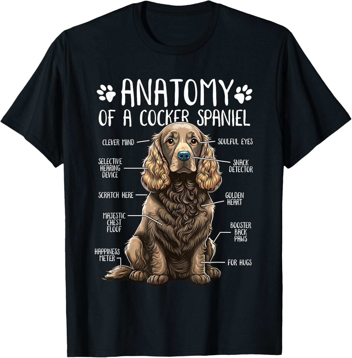 Funny Anatomy Cocker Spaniel Dog Cocker Spaniel Lover T-Shirt - T-Shirt | Black