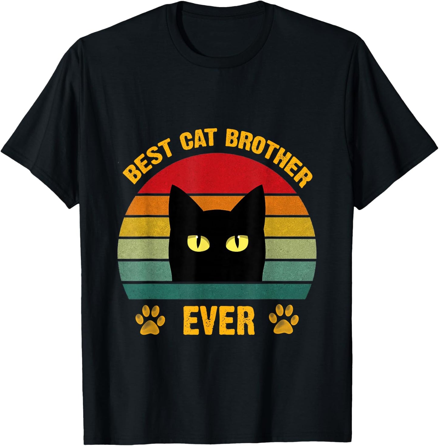 Best cat Brother Ever Funny Brother Cat Lovers Style Retro T-Shirt - T-Shirt | Black