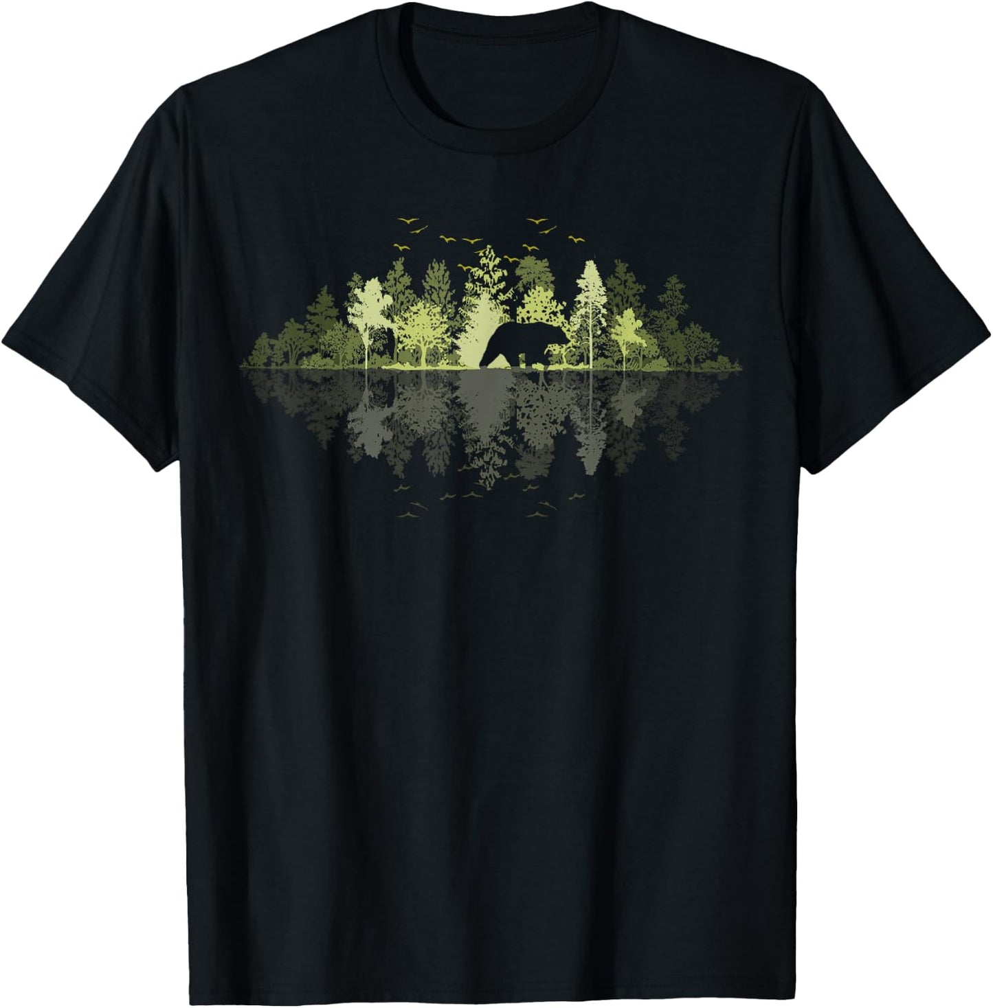 Trees Reflection Wildlife Nature Animal Bear Outdoor Forest T-Shirt - T-Shirt | Black