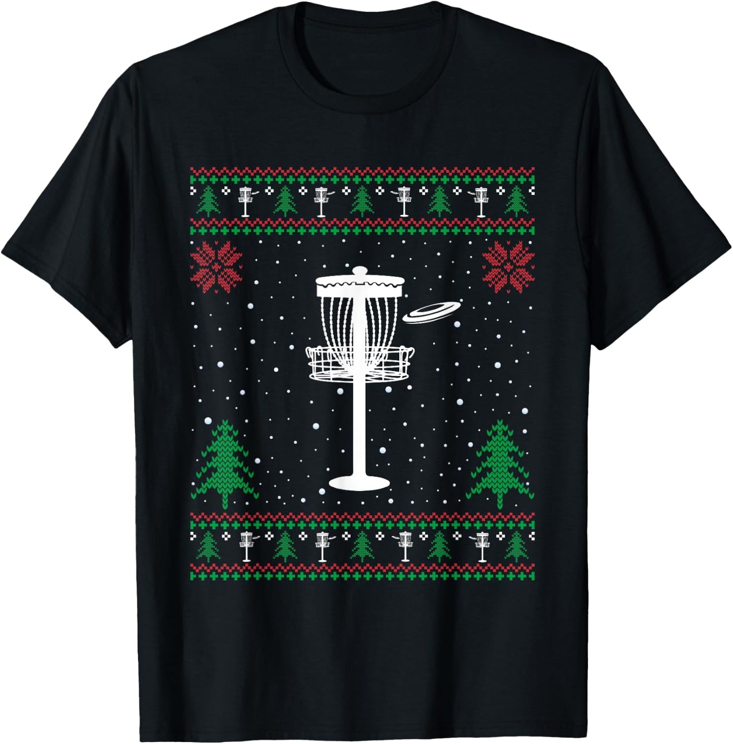 Funny Disc Golf Lovers Santa Hat Ugly Christmas Sweater T-Shirt - T-Shirt | Black