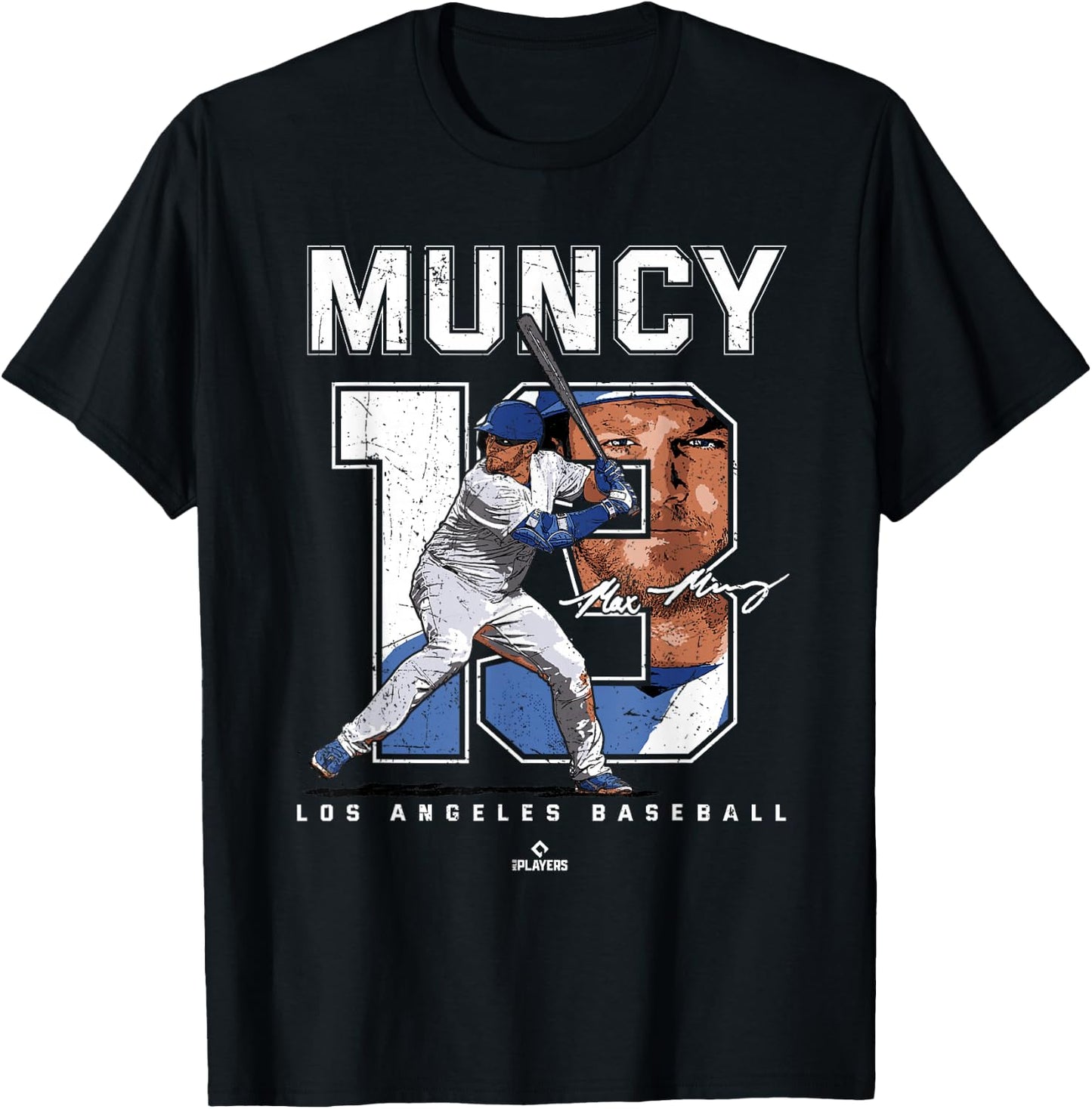 Number and Portrait Max Muncy Los Angeles MLBPA T-Shirt - T-Shirt | Black