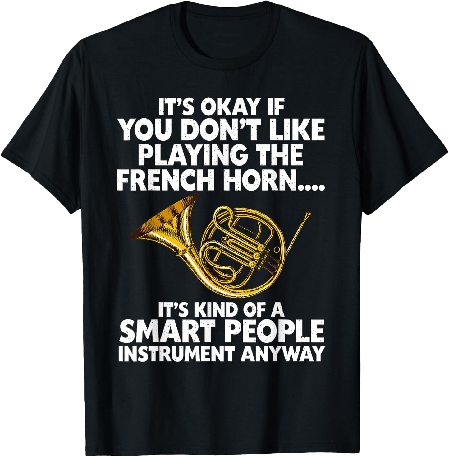Funny French Horn Art Women Hornist Jazz Music Lover T-Shirt - T-Shirt | Black