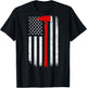 American Flag Axe Thin Red Line Firefighter Support ON BACK Women Kids Men T-Shirt - T-Shirt | Black