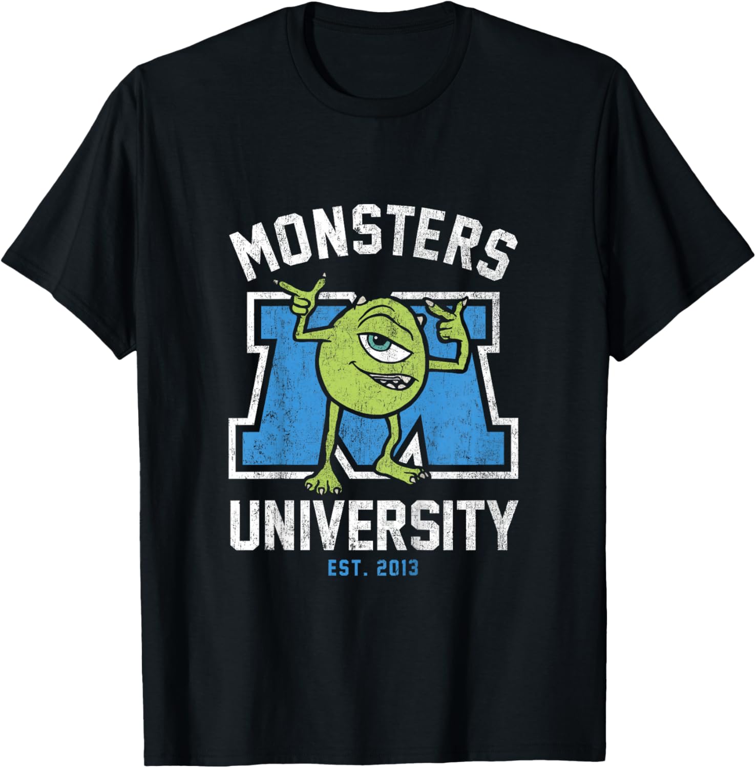 Kids Disney Pixar Monsters University Mike Wazowski Distressed T-Shirt - T-Shirt | Black