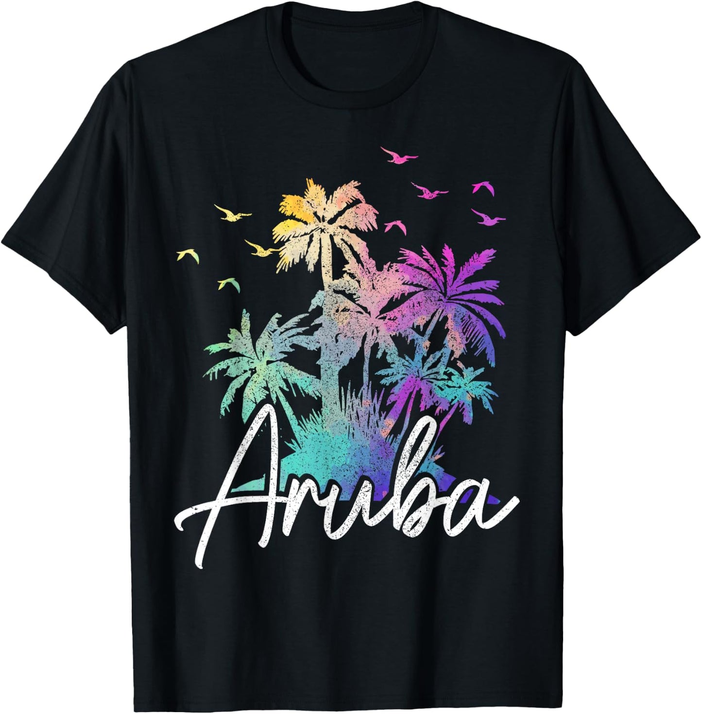 We Love Aruba Aruba Beach Vintage Palm Trees Women's Black T-Shirt - T-Shirt | Black