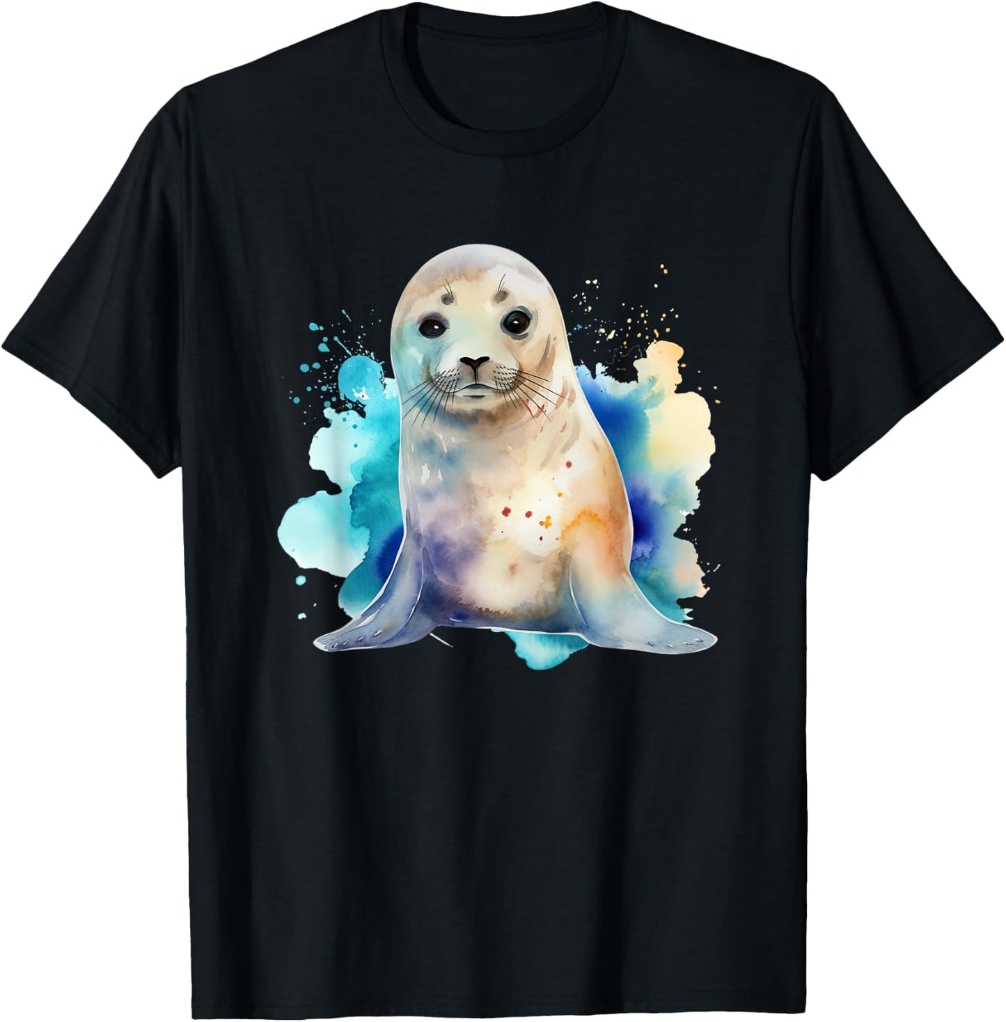 Seal Watercolor Sea Lion T-Shirt - T-Shirt | Black