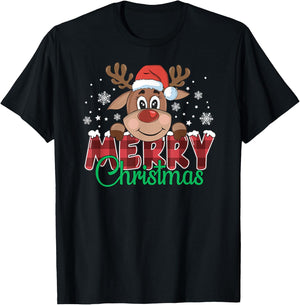Merry Christmas Reindeer Xmas Family Men Women T-Shirt - T-Shirt | Black