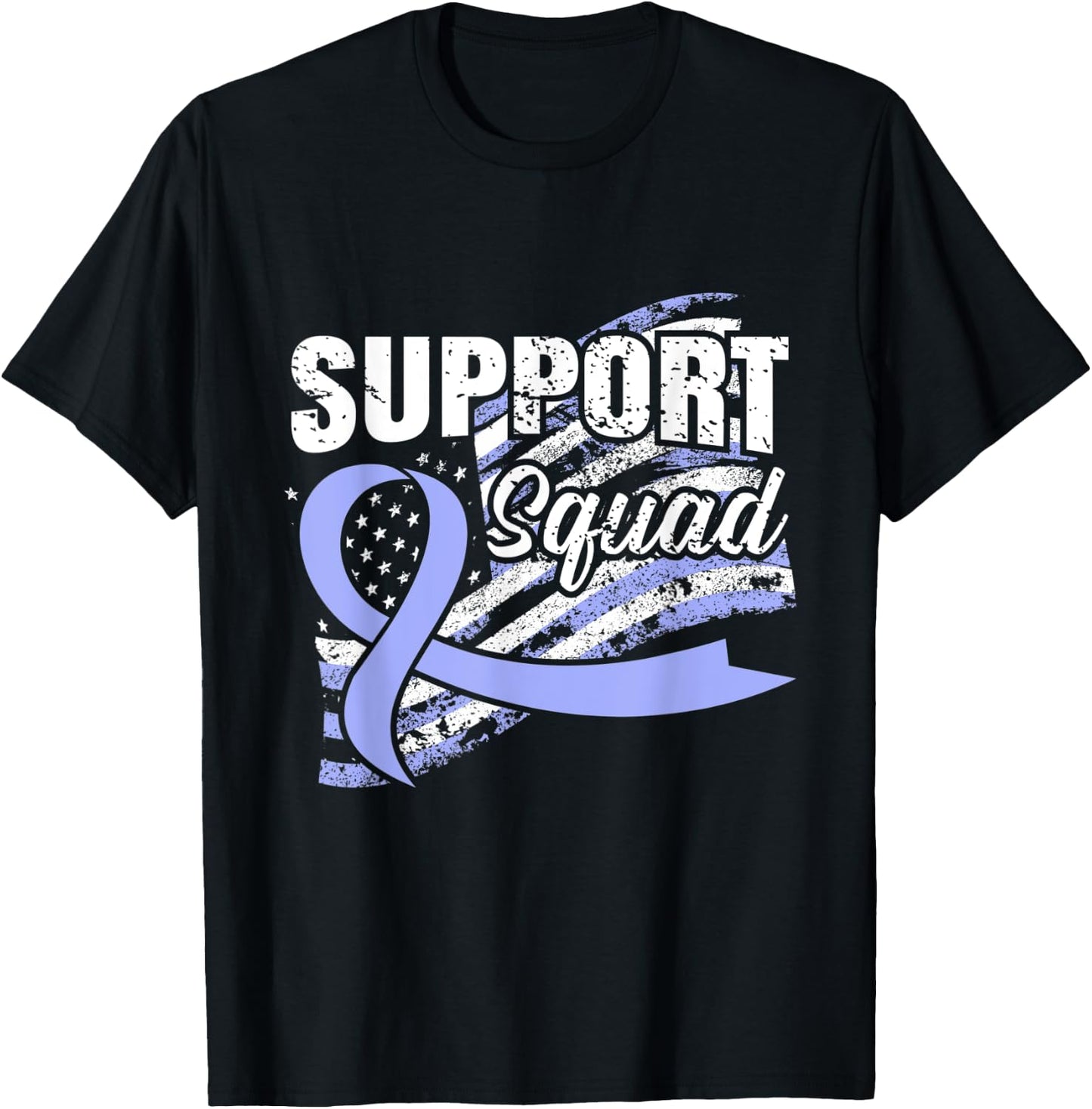 Esophageal Cancer Support Squad USA Flag Awareness Ribbon Women Men T-Shirt - T-Shirt | Black