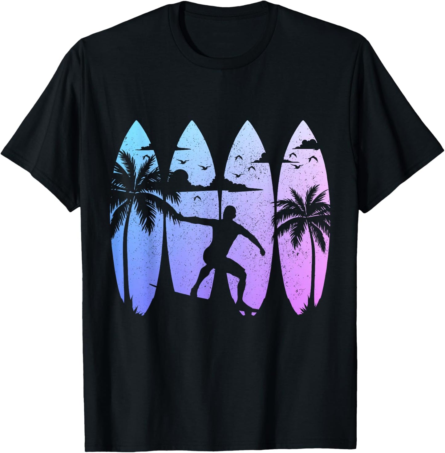 Surfer Surfboard Vintage Surfing Beach Summer Surf T-Shirt - T-Shirt | Black