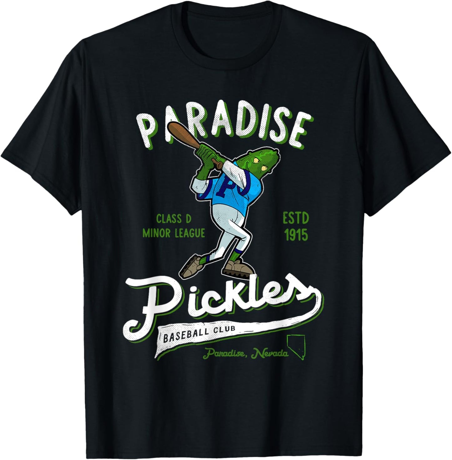 Paradise Pickles Retro Minor League Baseball Team T-Shirt - T-Shirt | Black