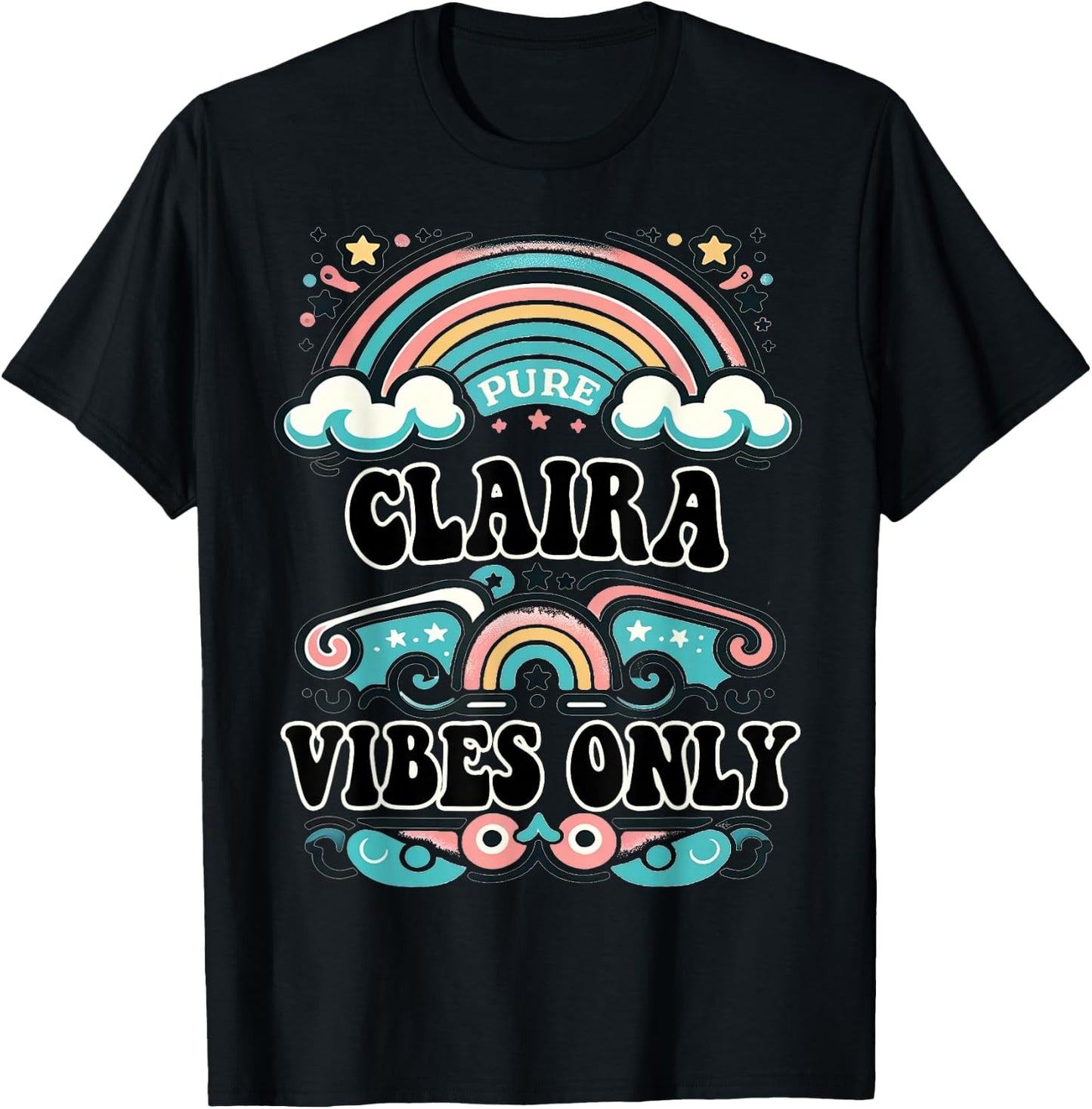 CLAIRA Vibes Only Cute Retro Girls CLAIRA Name T-Shirt - T-Shirt | Black