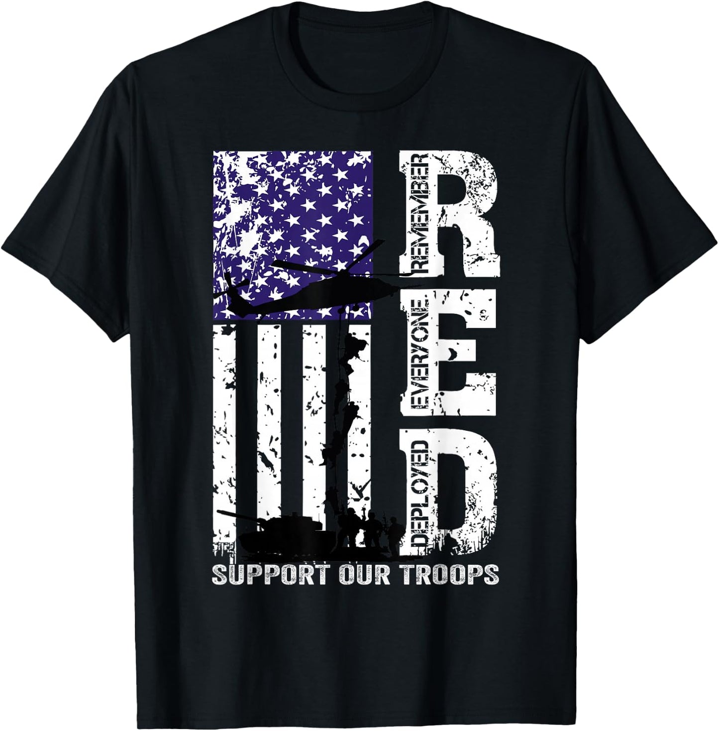 R.E.D. Remember Everyone Deployed Red Friday Military T-Shirt - T-Shirt | Black
