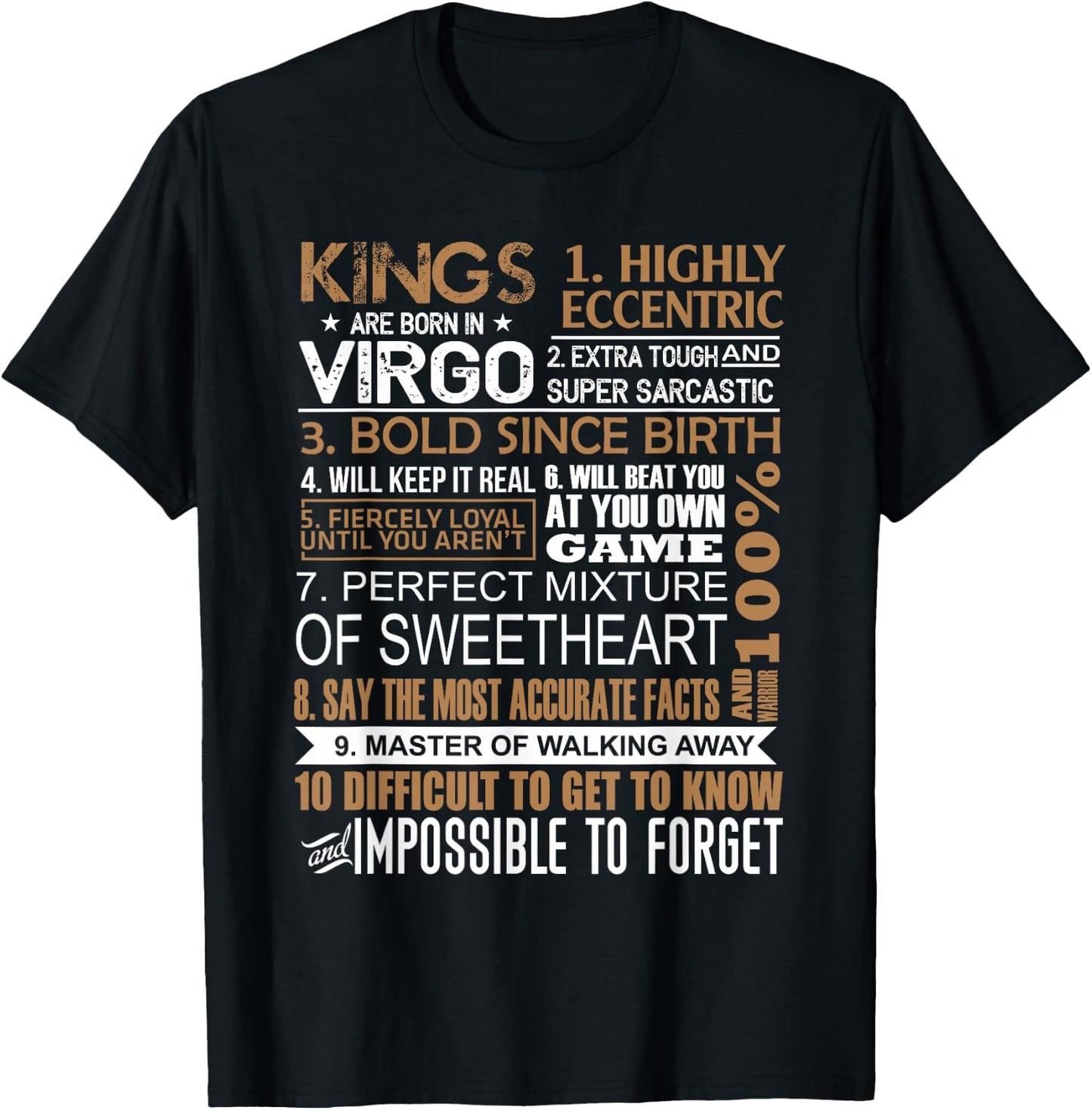 Kings Are Born In Virgo Birthday August September Gift Men T-Shirt - T-Shirt | Black