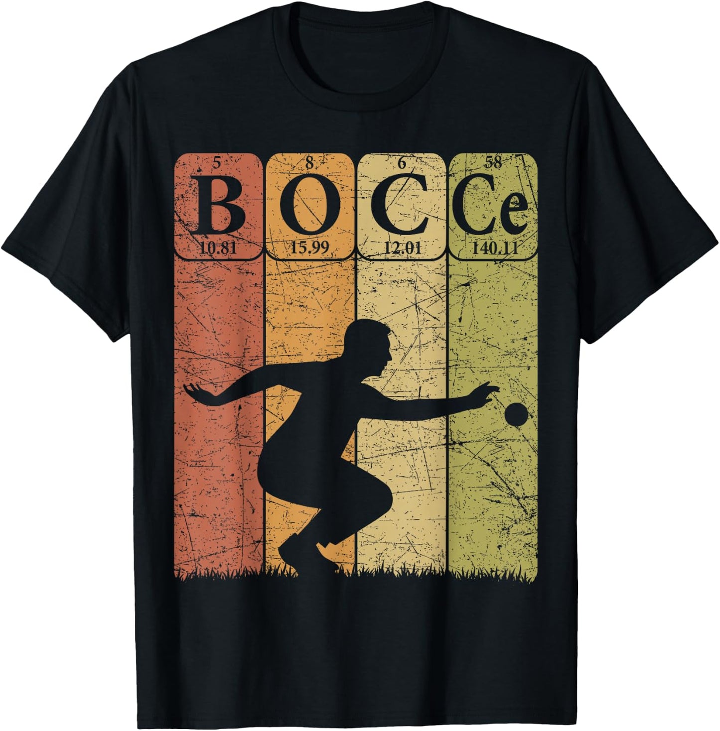 Bocce Periodic Table Elements Bocce Player Petanque Vintage T-Shirt - T-Shirt | Black