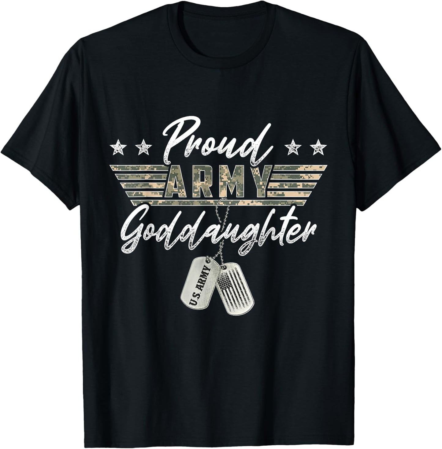 Proud Army Goddaughter American Veteran Military T-Shirt - T-Shirt | Black