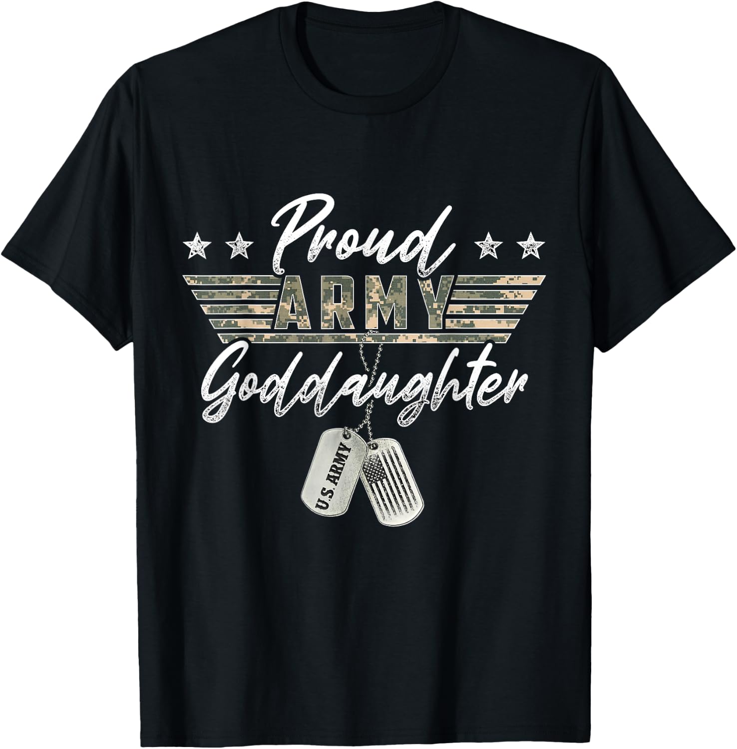 Proud Army Goddaughter American Veteran Military T-Shirt - T-Shirt | Black