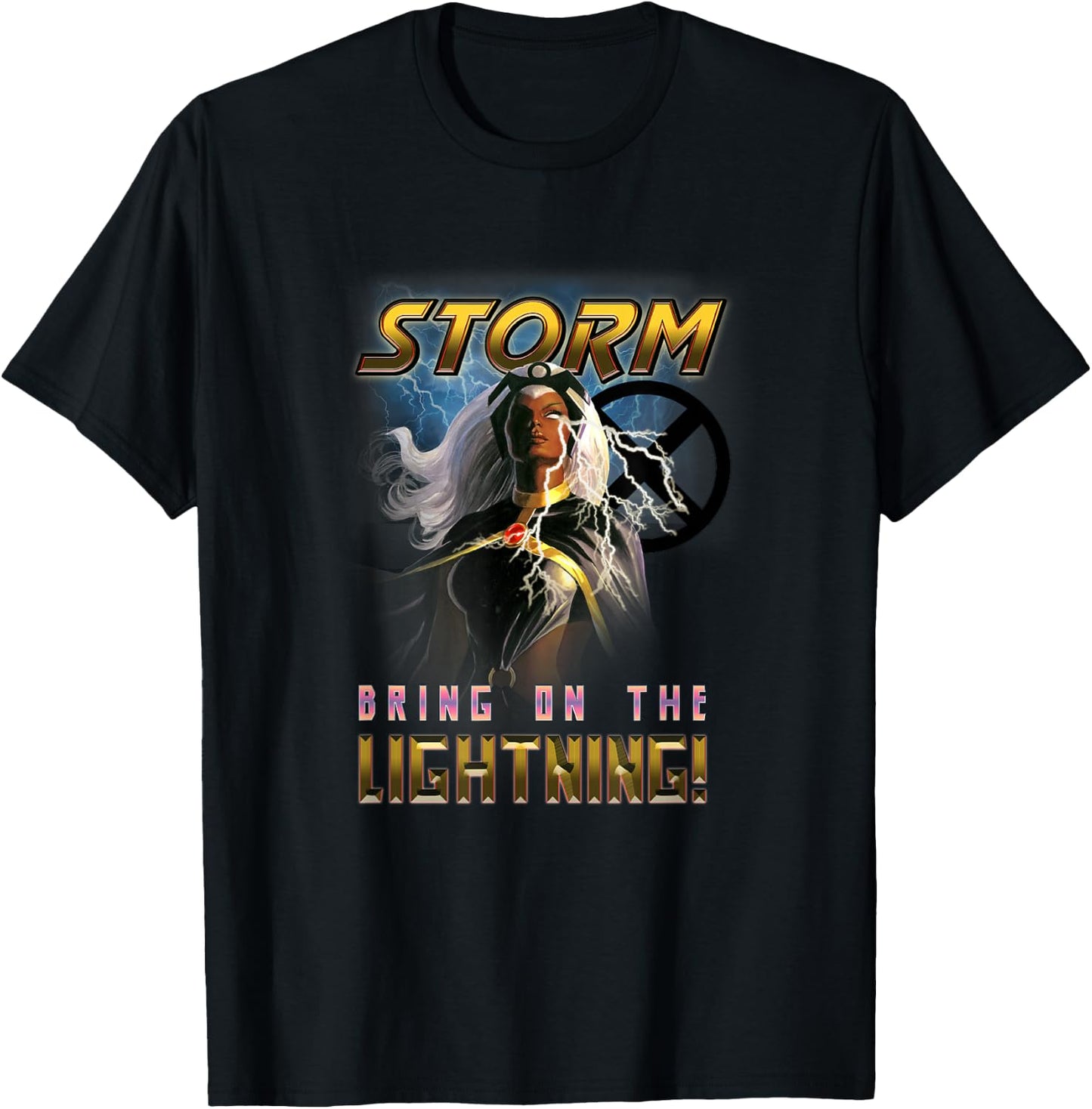 Marvel X-Men Storm Bring On The Lightning Retro Shot T-Shirt - T-Shirt | Black