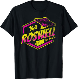 Visit Roswell New Mexico UFO Aliens Retro Area 51 Vacation T-Shirt - T-Shirt | Black