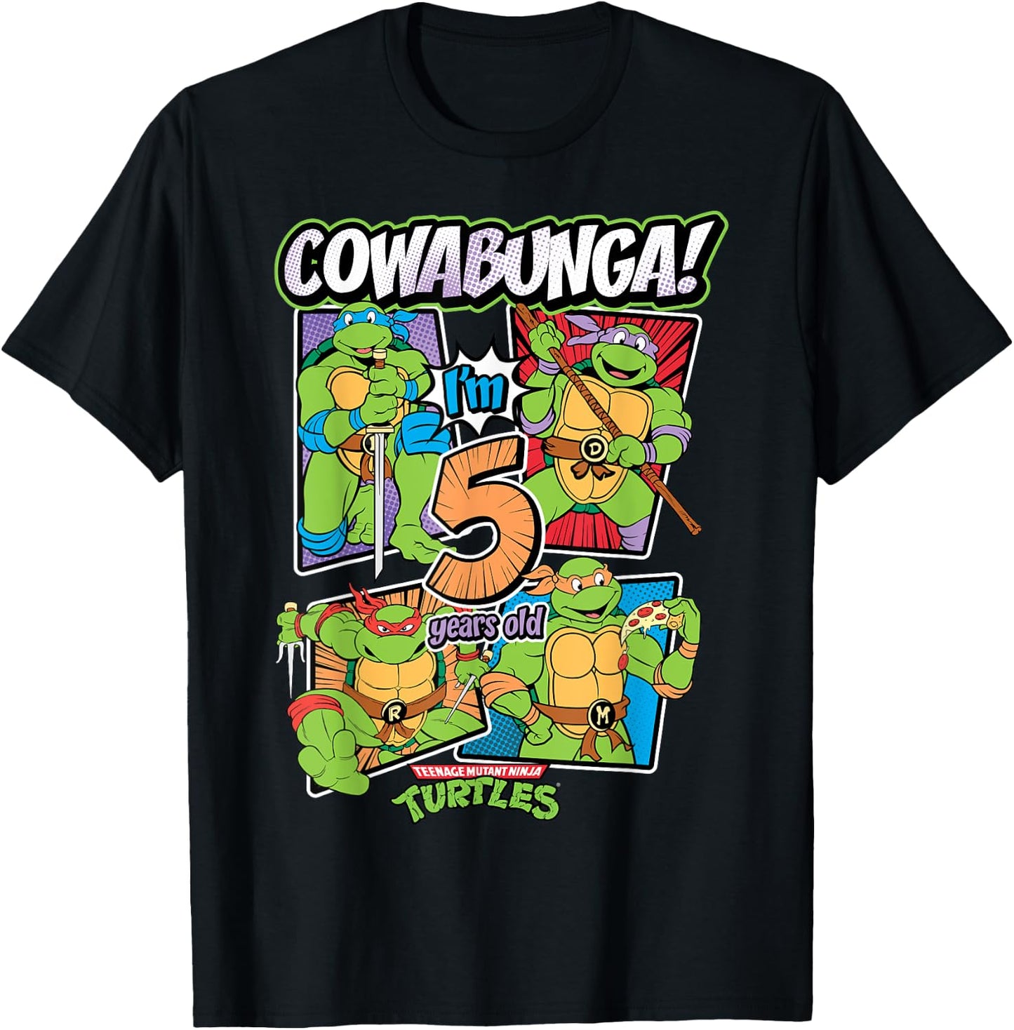 Mademark x Teenage Mutant Ninja Turtles - Cowabunga I'm 5 Years Old Teenage Mutant Ninja Turtles T-Shirt - T-Shirt | Black