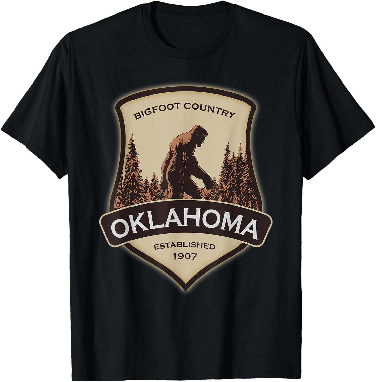 Oklahoma Bigfoot, or a Sasquatch T-Shirt - T-Shirt | Black