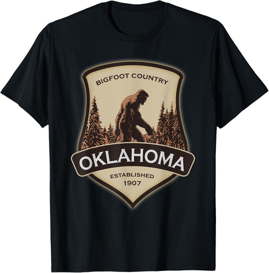 Oklahoma Bigfoot, or a Sasquatch T-Shirt - T-Shirt | Black